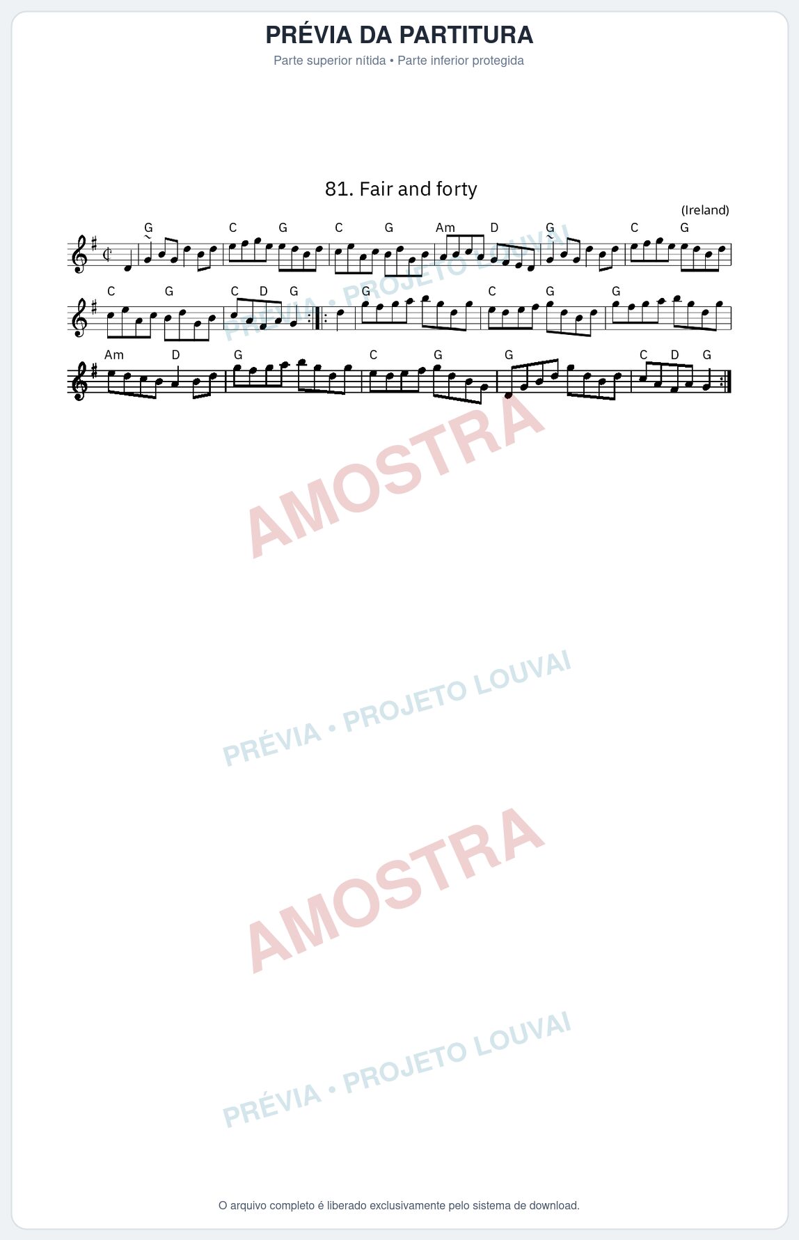 Prévia protegida da primeira página da partitura Partitura da música Fair and forty - King Street Sessions - Tom G