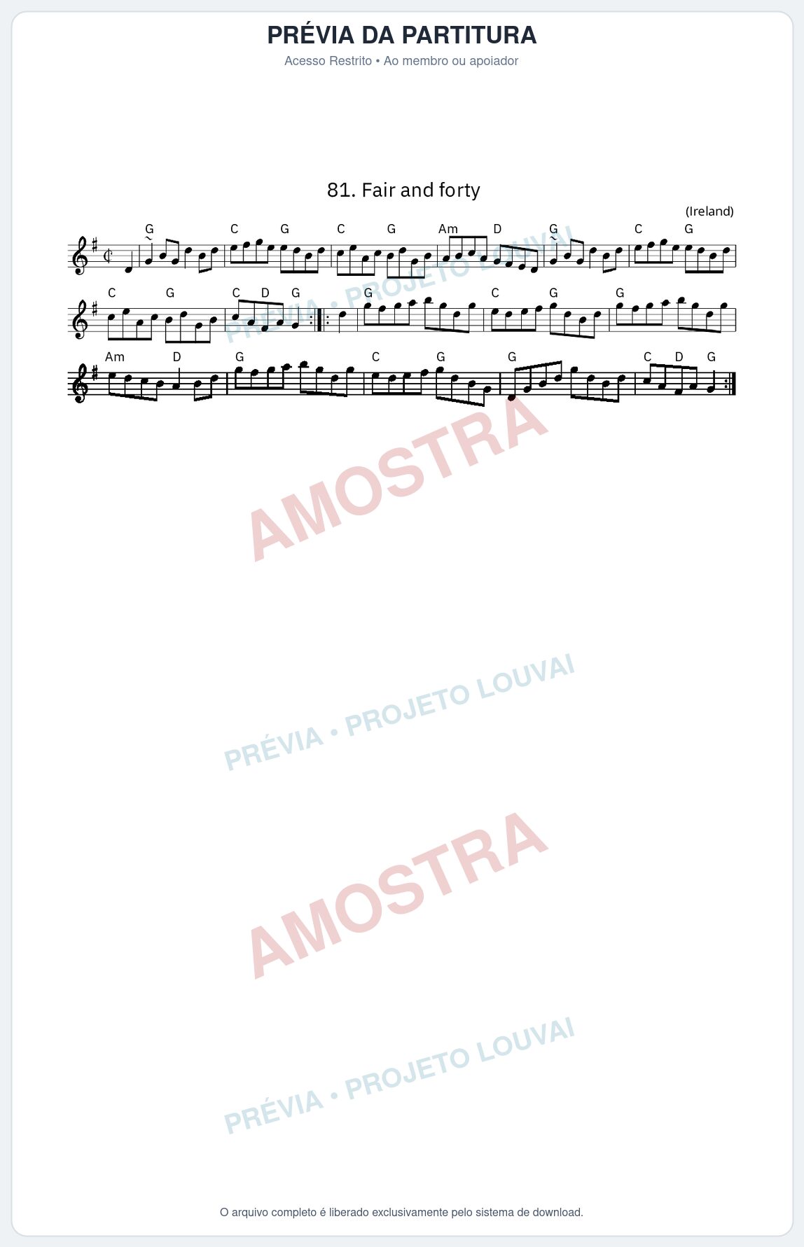 Prévia protegida da primeira página da partitura Partitura da música Fair and forty - King Street Sessions - Tom G