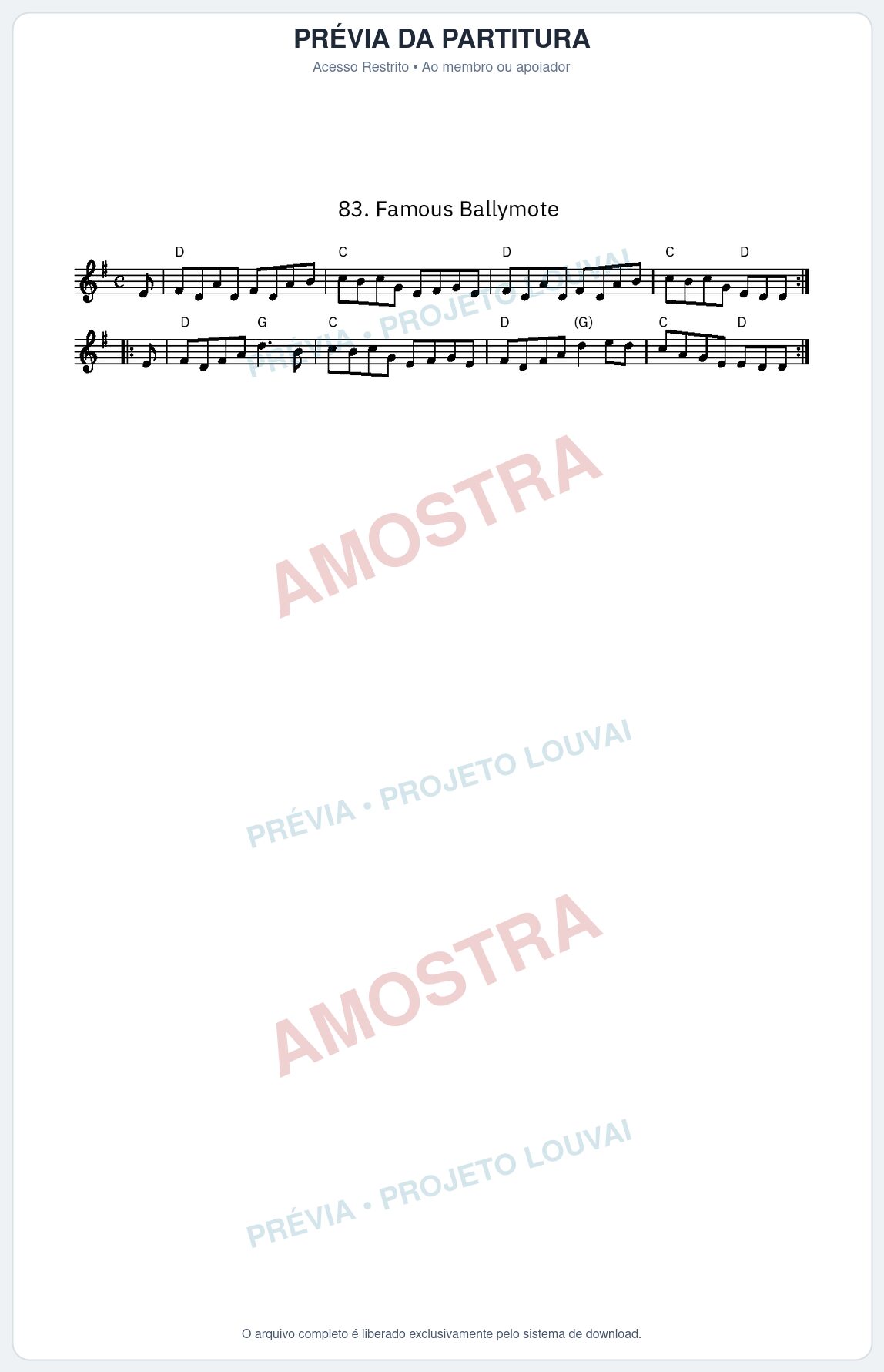 Prévia protegida da primeira página da partitura Partitura da música Famous Ballymote - King Street Sessions - Tom D