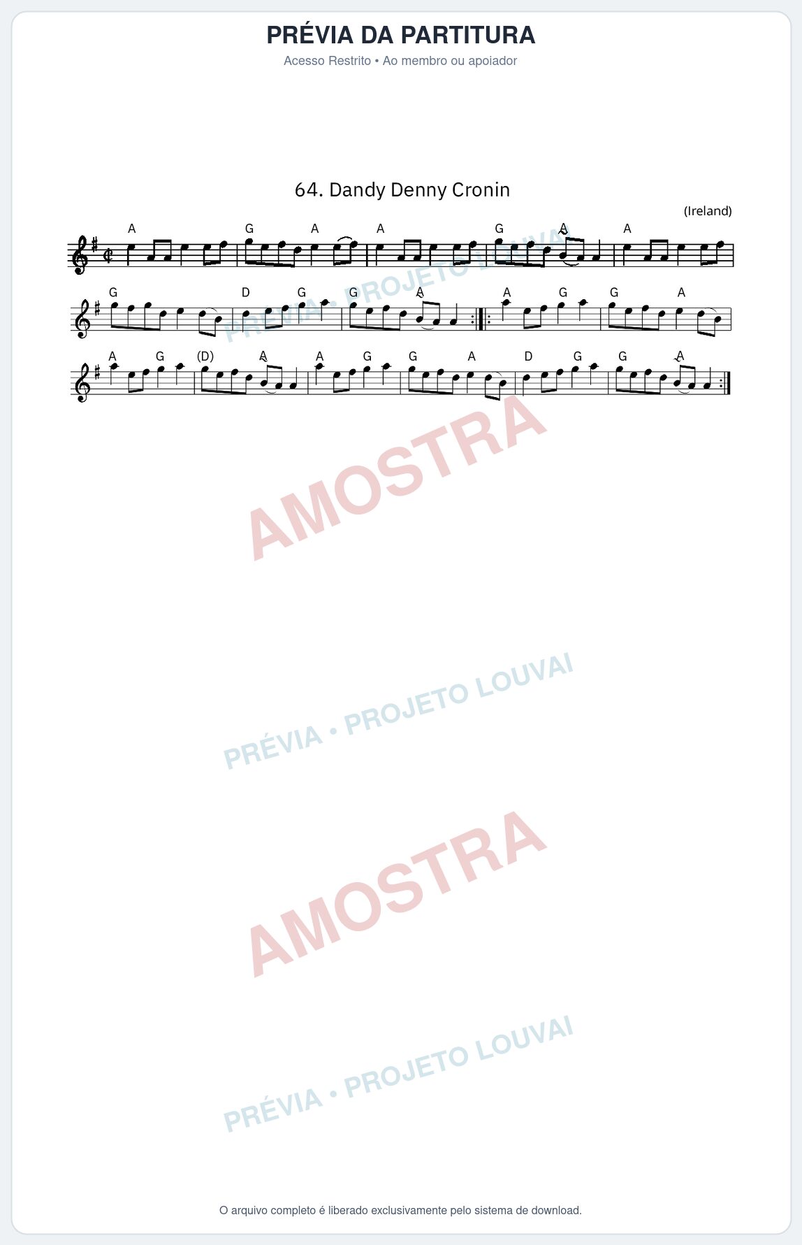 Prévia protegida da primeira página da partitura Partitura da música Dandy Denny Cronin - King Street Sessions - Tom A