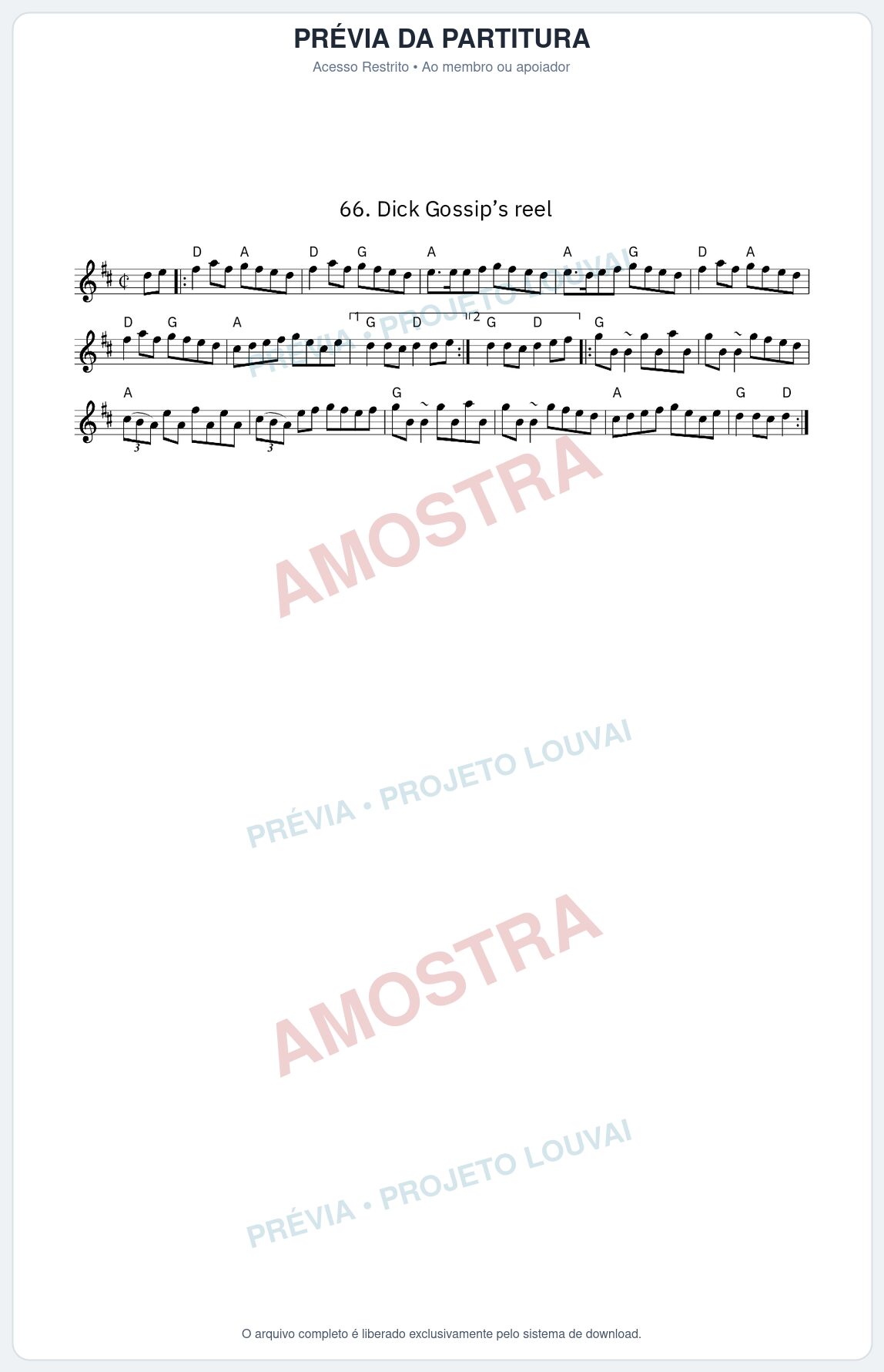 Prévia protegida da primeira página da partitura Partitura da música Dick Gossip’s reel - King Street Sessions - Tom D
