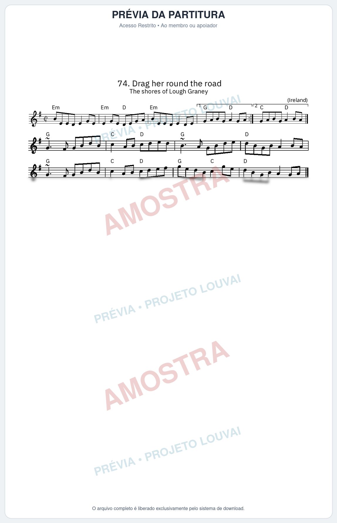 Prévia protegida da primeira página da partitura Partitura da música Drag her round the road - King Street Sessions - Tom Em