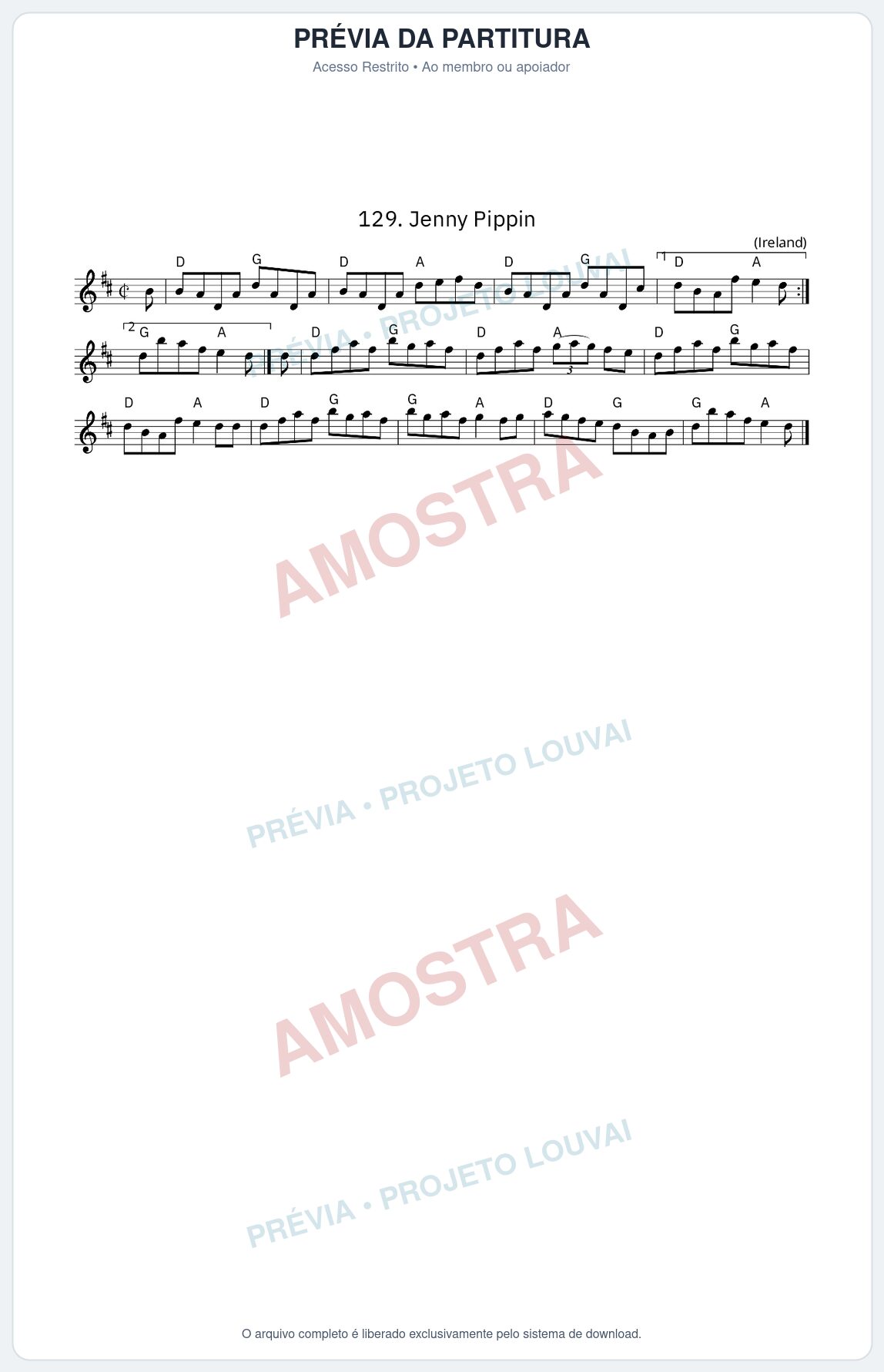Prévia protegida da primeira página da partitura Partitura da música Jenny Pippin - King Street Sessions - Tom D