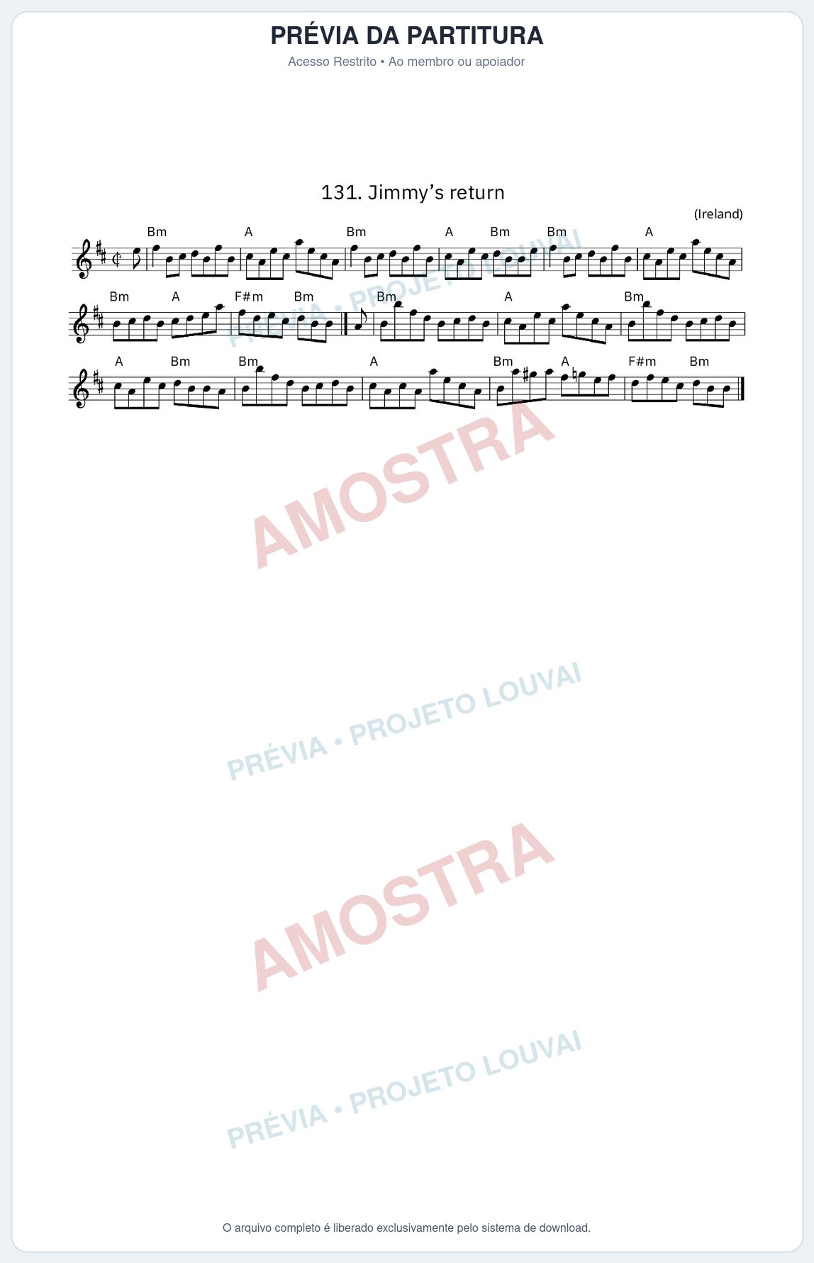Prévia protegida da primeira página da partitura Partitura da música Jimmy’s return - King Street Sessions - Tom Bm