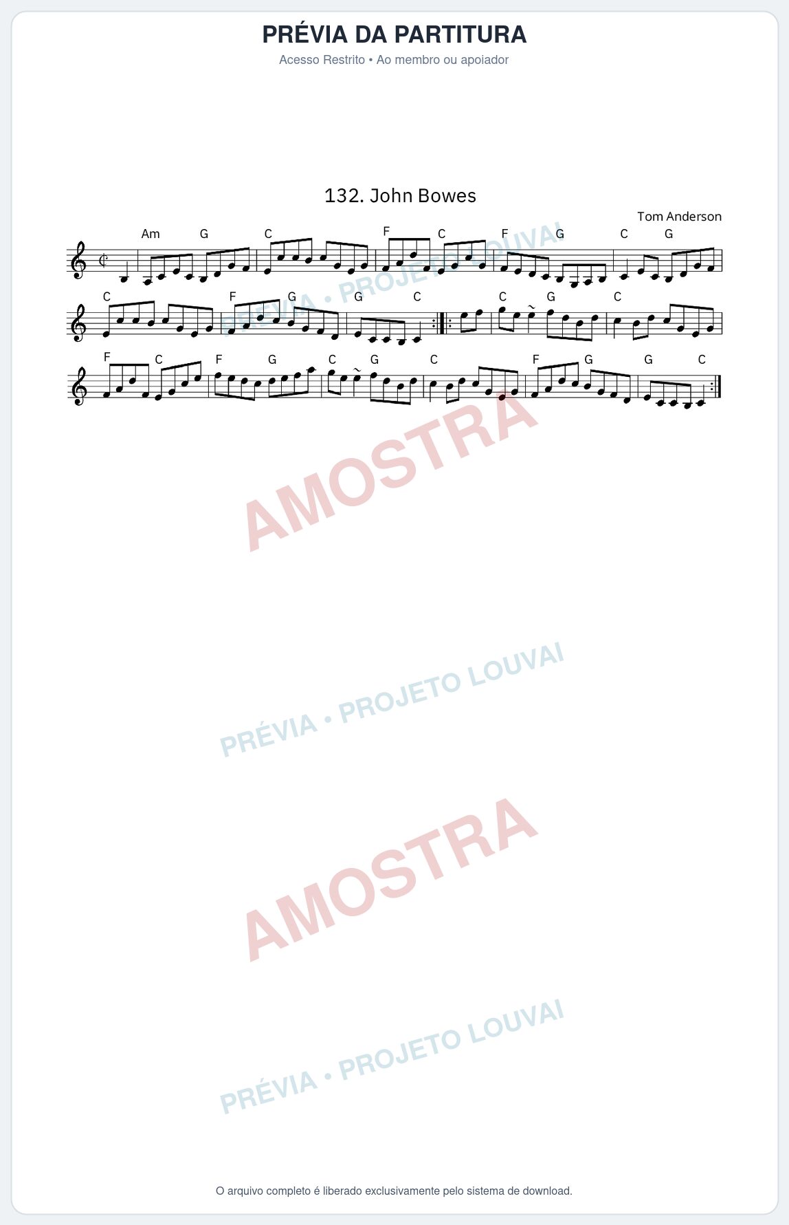 Prévia protegida da primeira página da partitura Partitura da música John Bowes - King Street Sessions - Tom Am