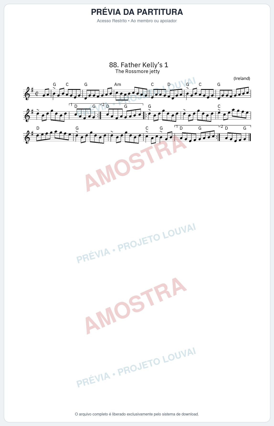 Prévia protegida da primeira página da partitura Partitura da música Father Kelly’s 1 - King Street Sessions - Tom G