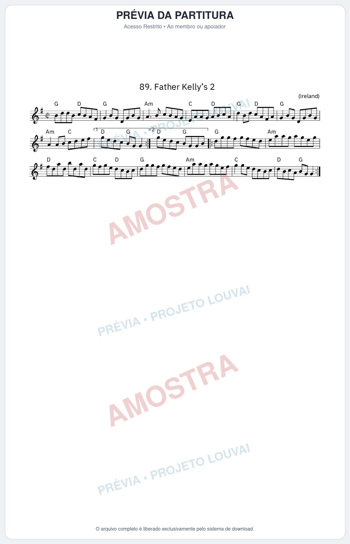 Prévia protegida da primeira página da partitura Partitura da música Father Kelly’s 2 - King Street Sessions - Tom G