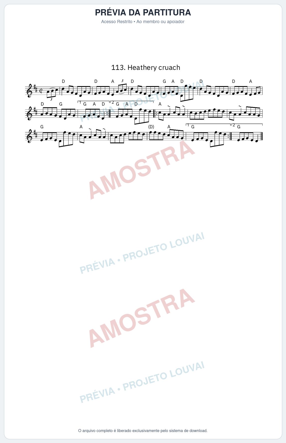 Prévia protegida da primeira página da partitura Partitura da música Heathery cruach - King Street Sessions - Tom D