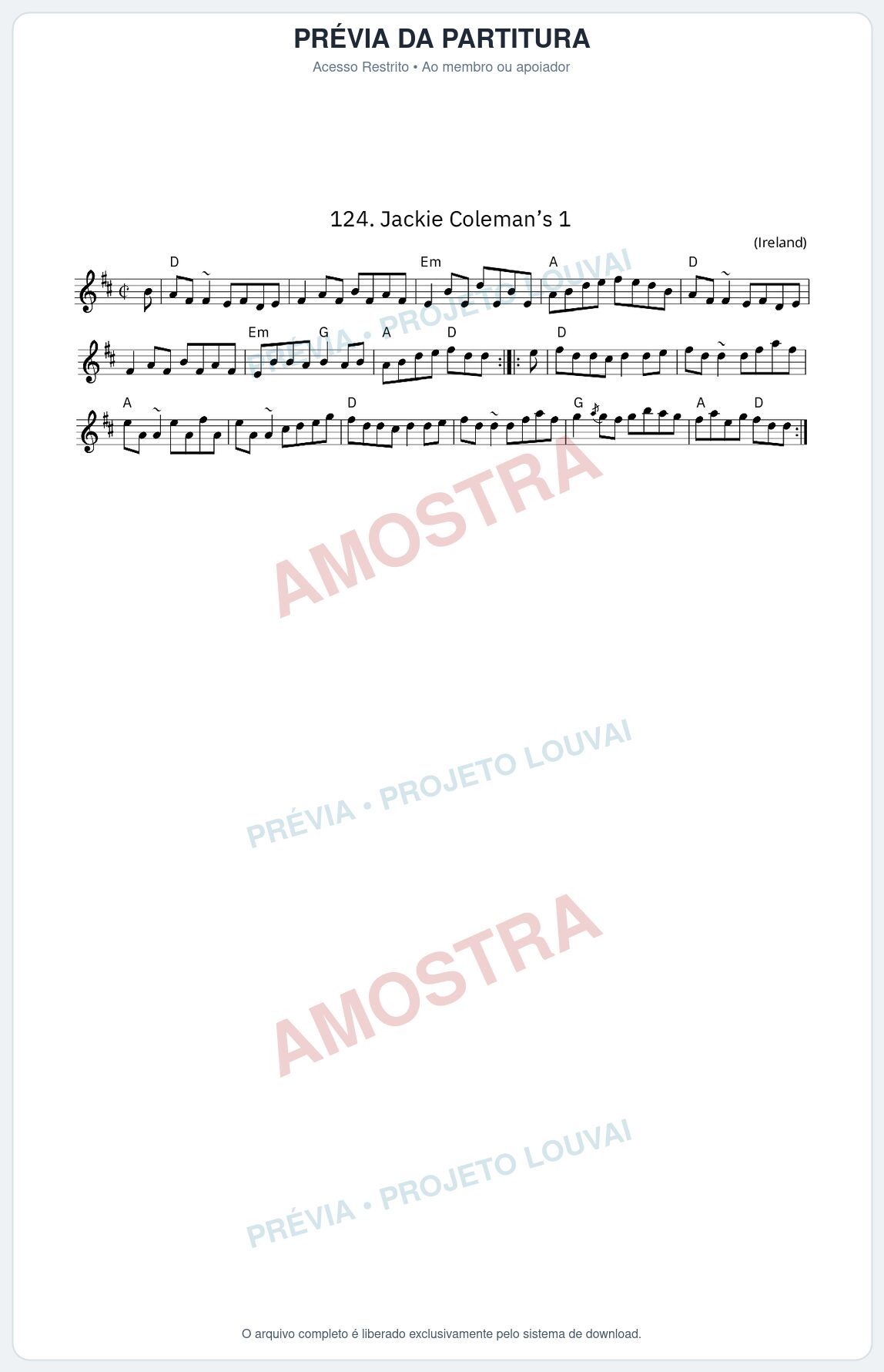 Prévia protegida da primeira página da partitura Partitura da música Jackie Coleman’s 1 - King Street Sessions - Tom D