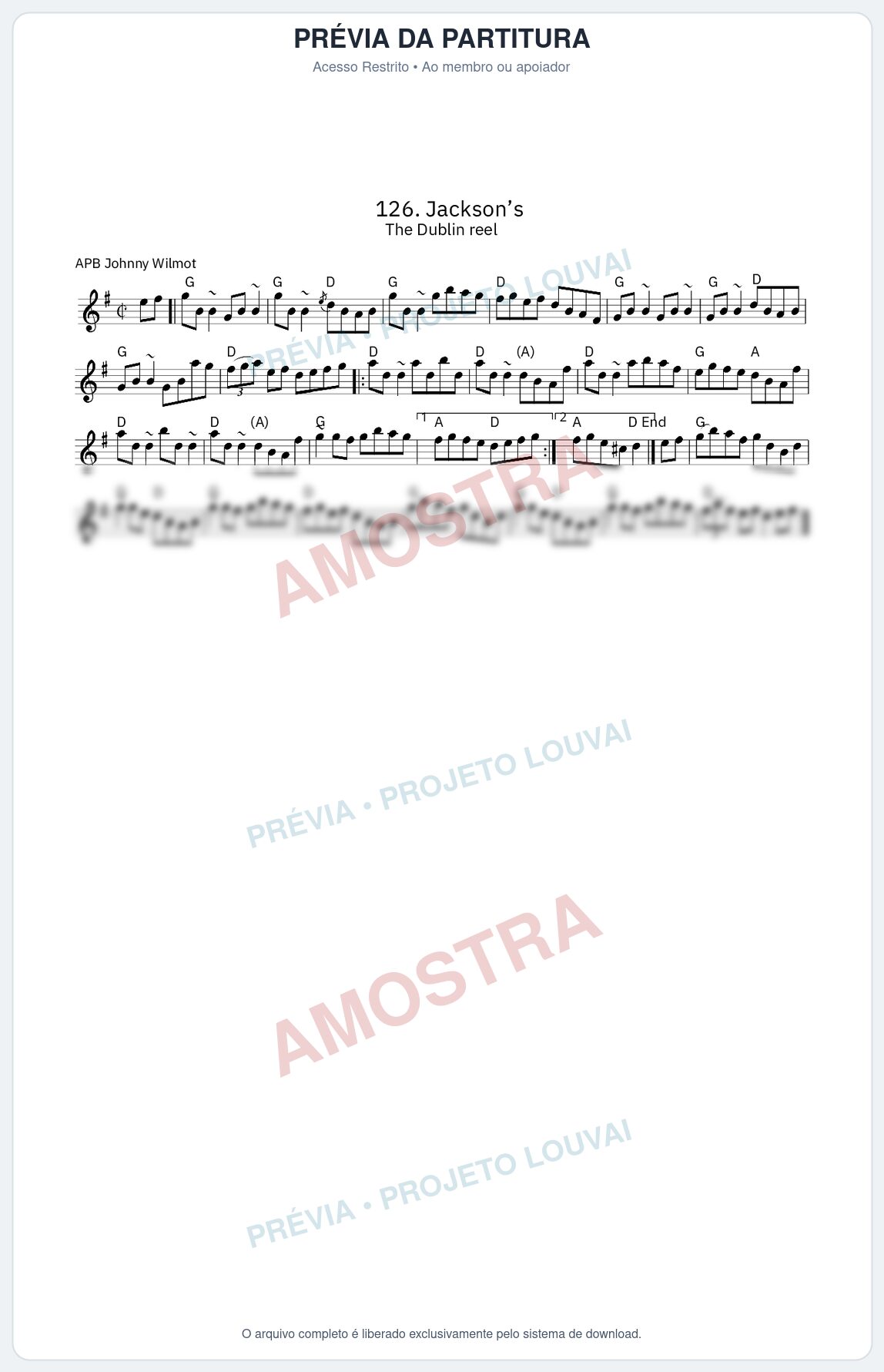 Prévia protegida da primeira página da partitura Partitura da música Jackson’s - King Street Sessions - Tom G