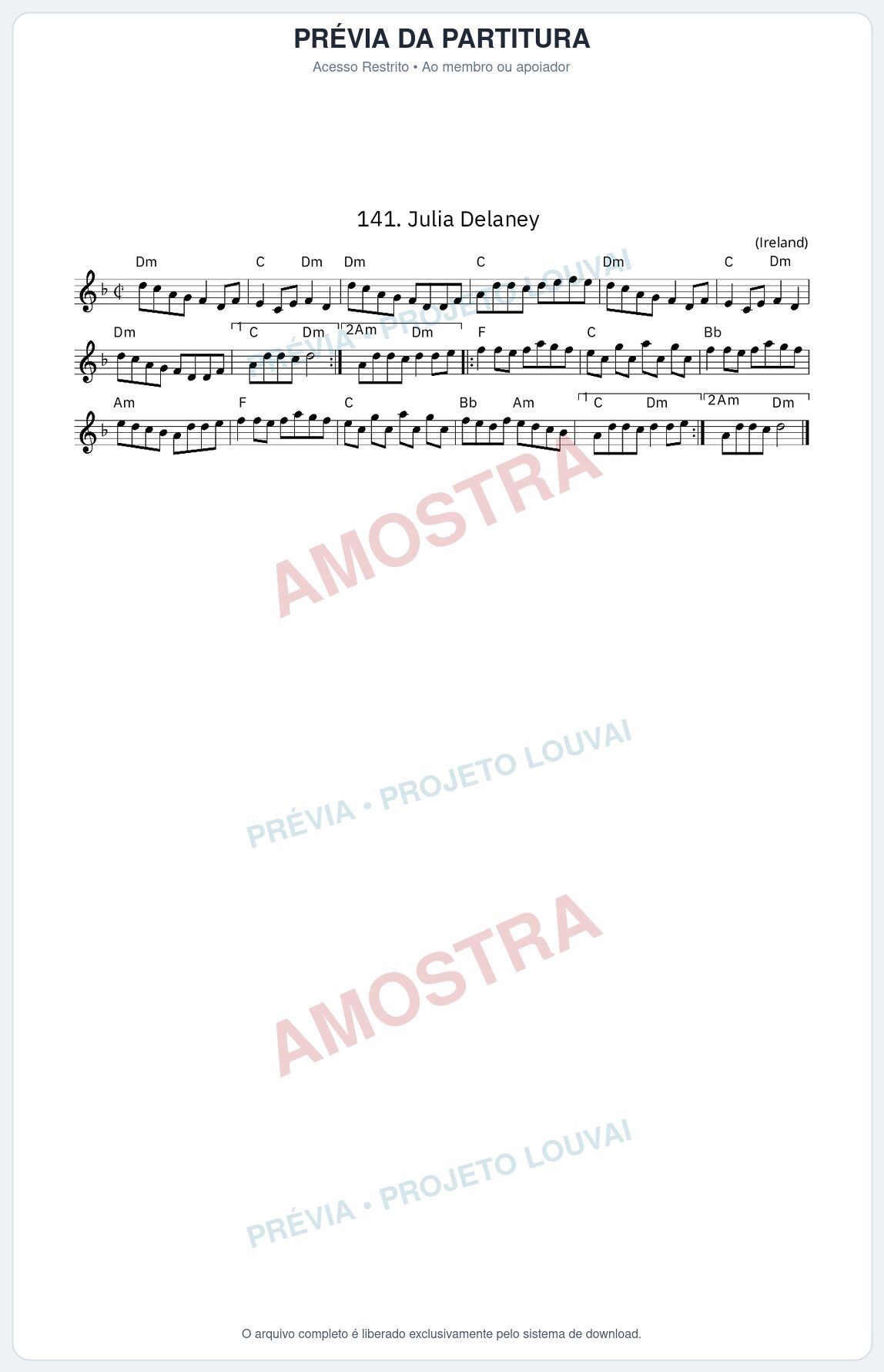 Prévia protegida da primeira página da partitura Partitura da música Julia Delaney - King Street Sessions - Tom Dm