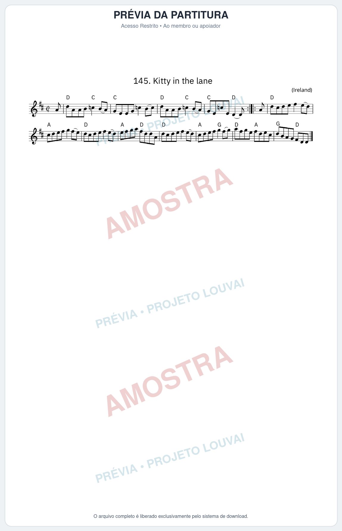 Prévia protegida da primeira página da partitura Partitura da música Kitty in the lane - King Street Sessions - Tom D
