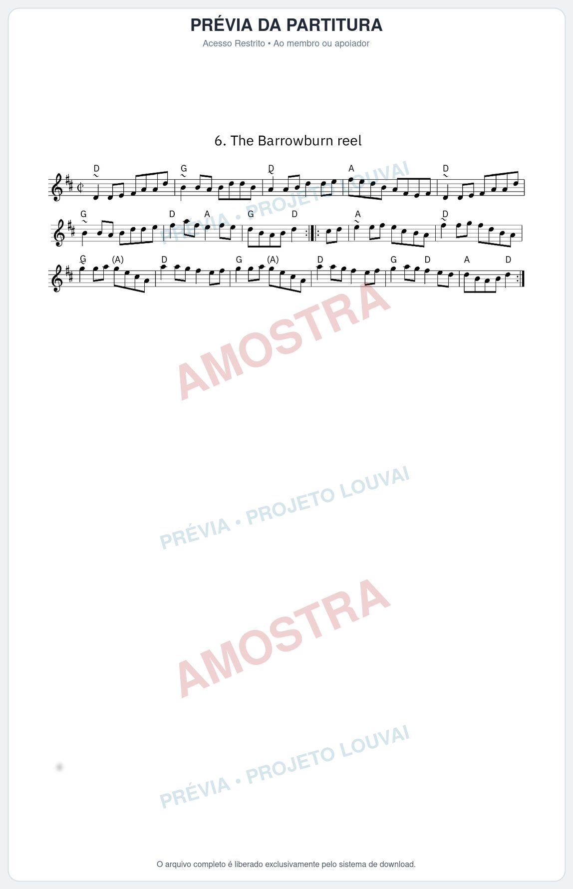 Prévia protegida da primeira página da partitura Partitura da música The Barrowburn reel - King Street Sessions - Tom D
