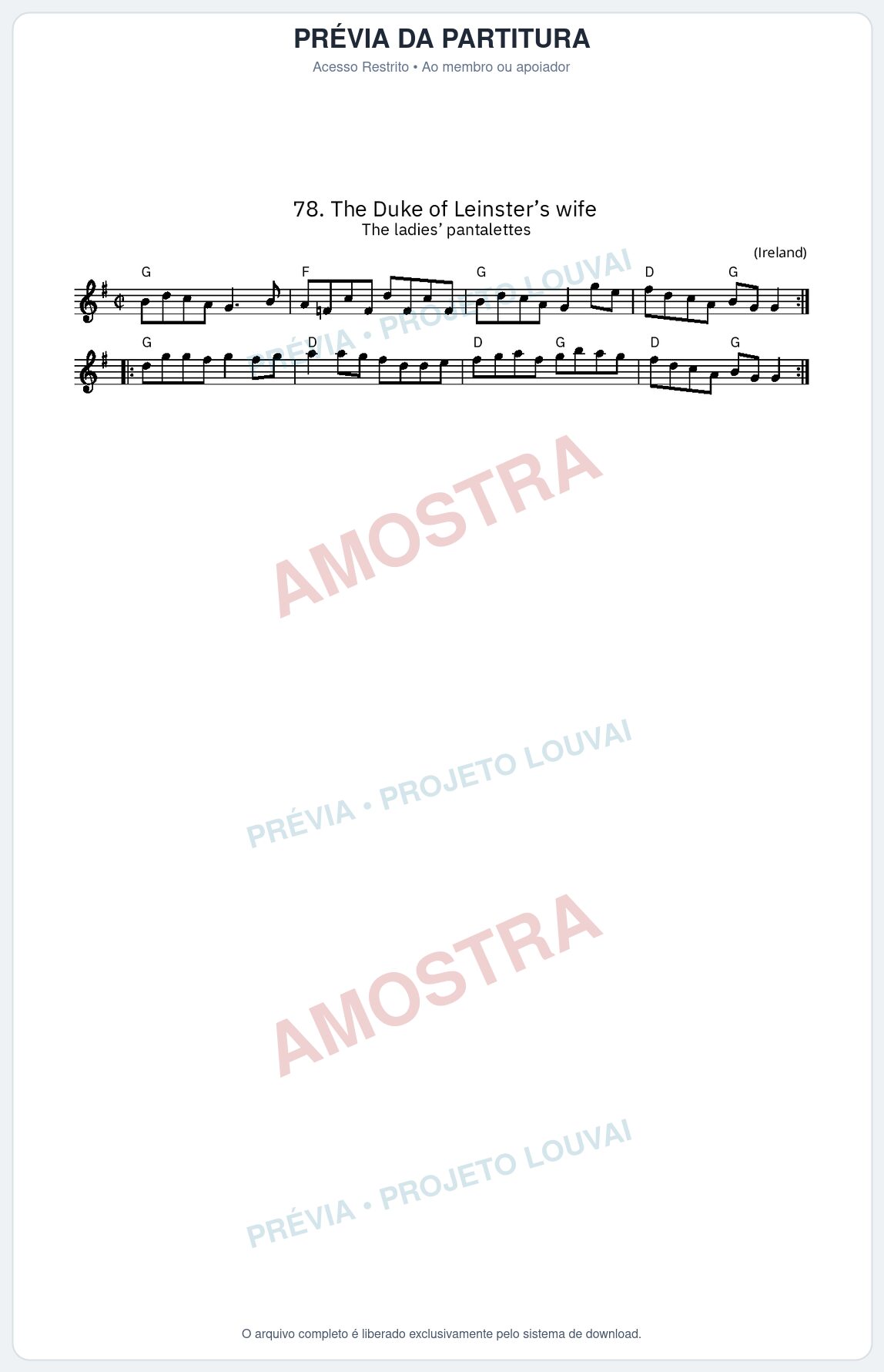 Prévia protegida da primeira página da partitura Partitura da música The Duke of Leinster’s wife - King Street Sessions - Tom G