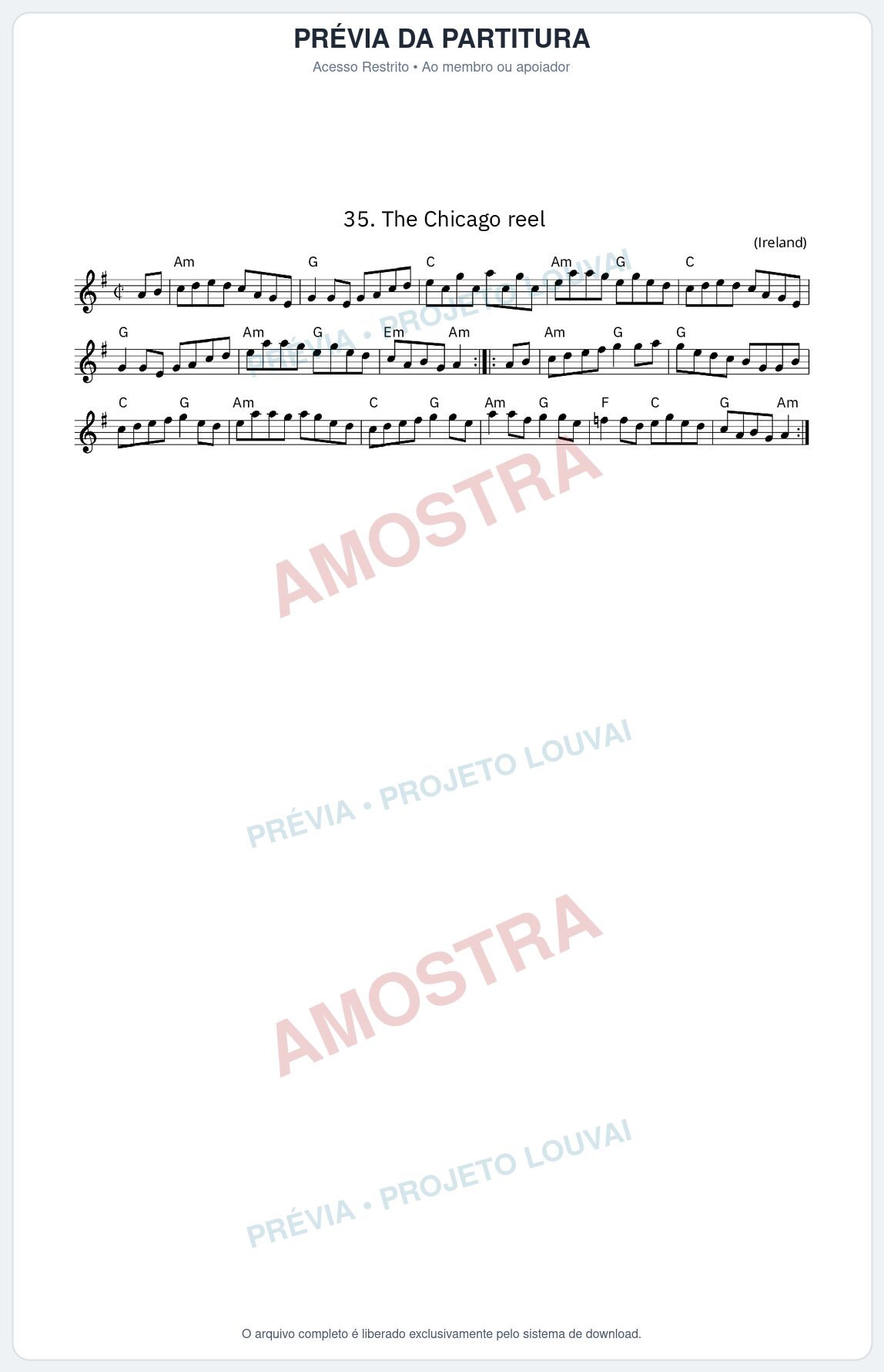 Prévia protegida da primeira página da partitura Partitura da música The Chicago reel - King Street Sessions - Tom Am