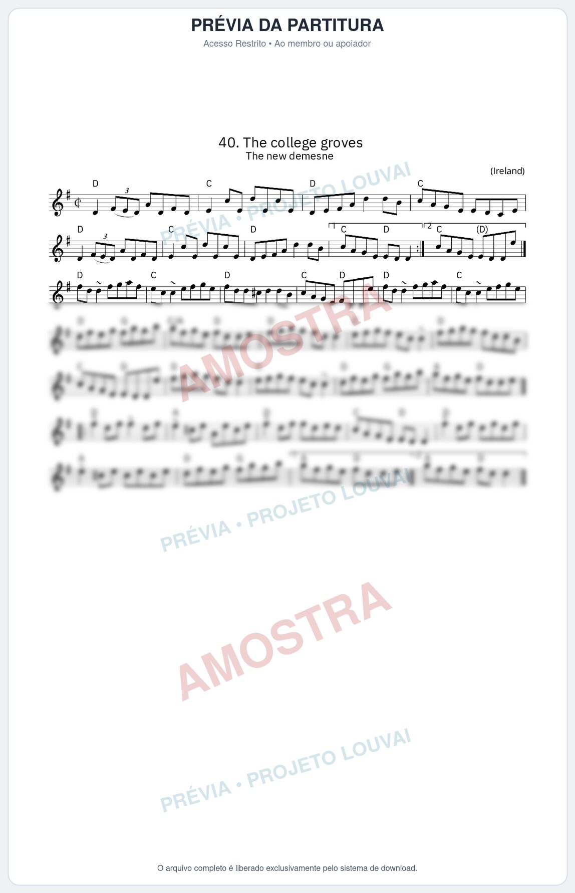 Prévia protegida da primeira página da partitura Partitura da música The college groves - King Street Sessions - Tom D