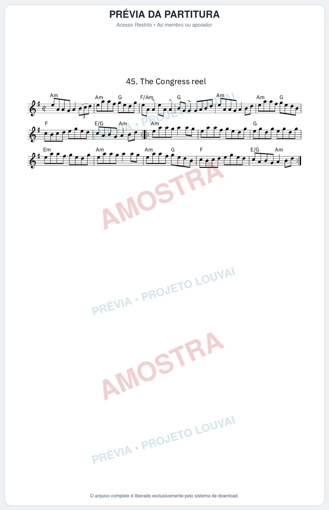 Prévia protegida da primeira página da partitura Partitura da música The Congress reel - King Street Sessions - Tom Am