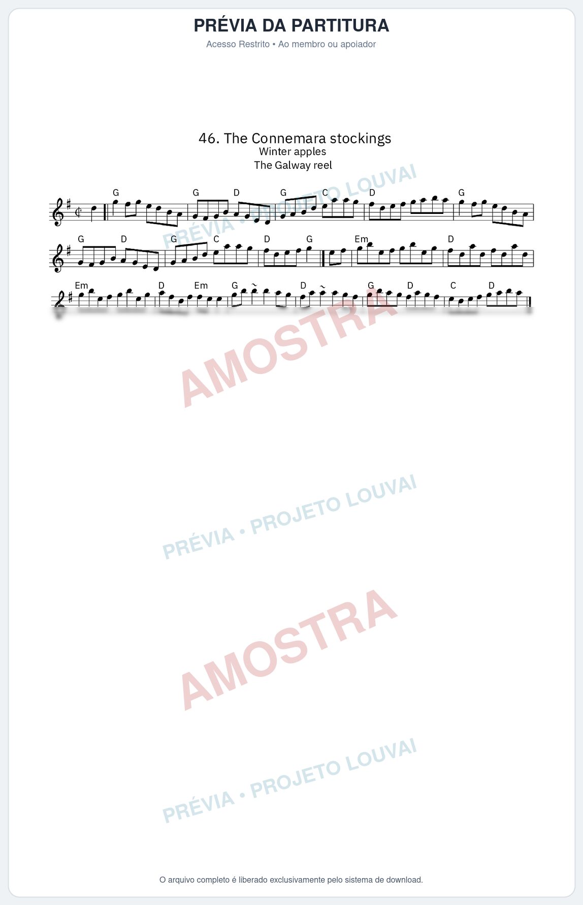 Prévia protegida da primeira página da partitura Partitura da música The Connemara stockings - King Street Sessions - Tom G