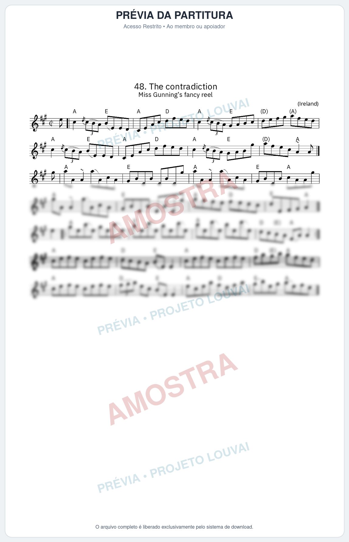 Prévia protegida da primeira página da partitura Partitura da música The contradiction - King Street Sessions - Tom A