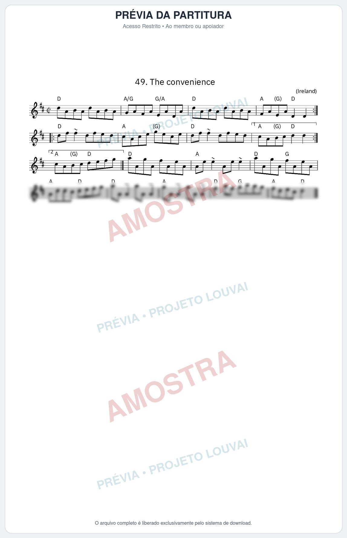 Prévia protegida da primeira página da partitura Partitura da música The convenience - King Street Sessions - Tom D