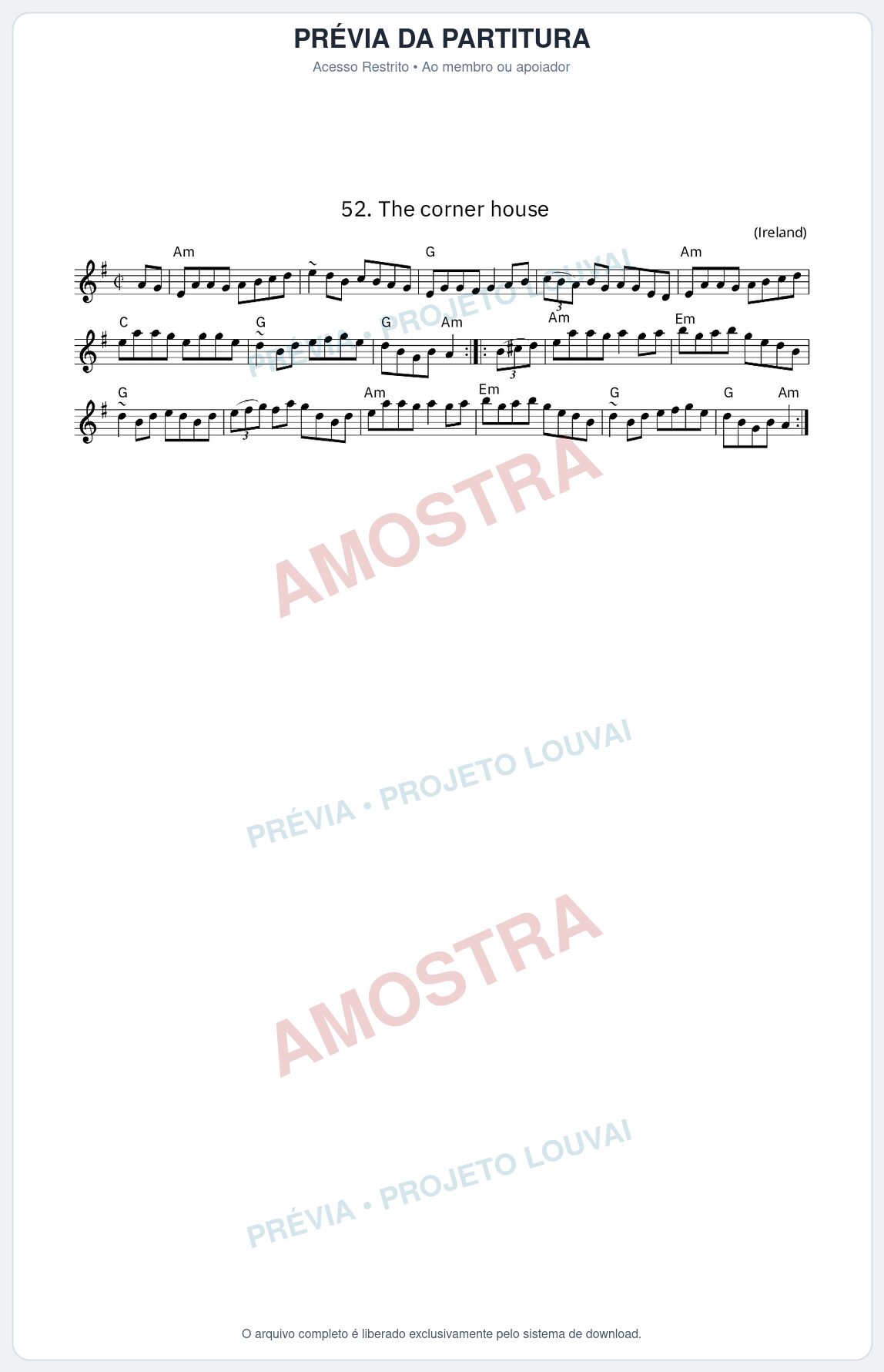 Prévia protegida da primeira página da partitura Partitura da música The corner house - King Street Sessions - Tom Am