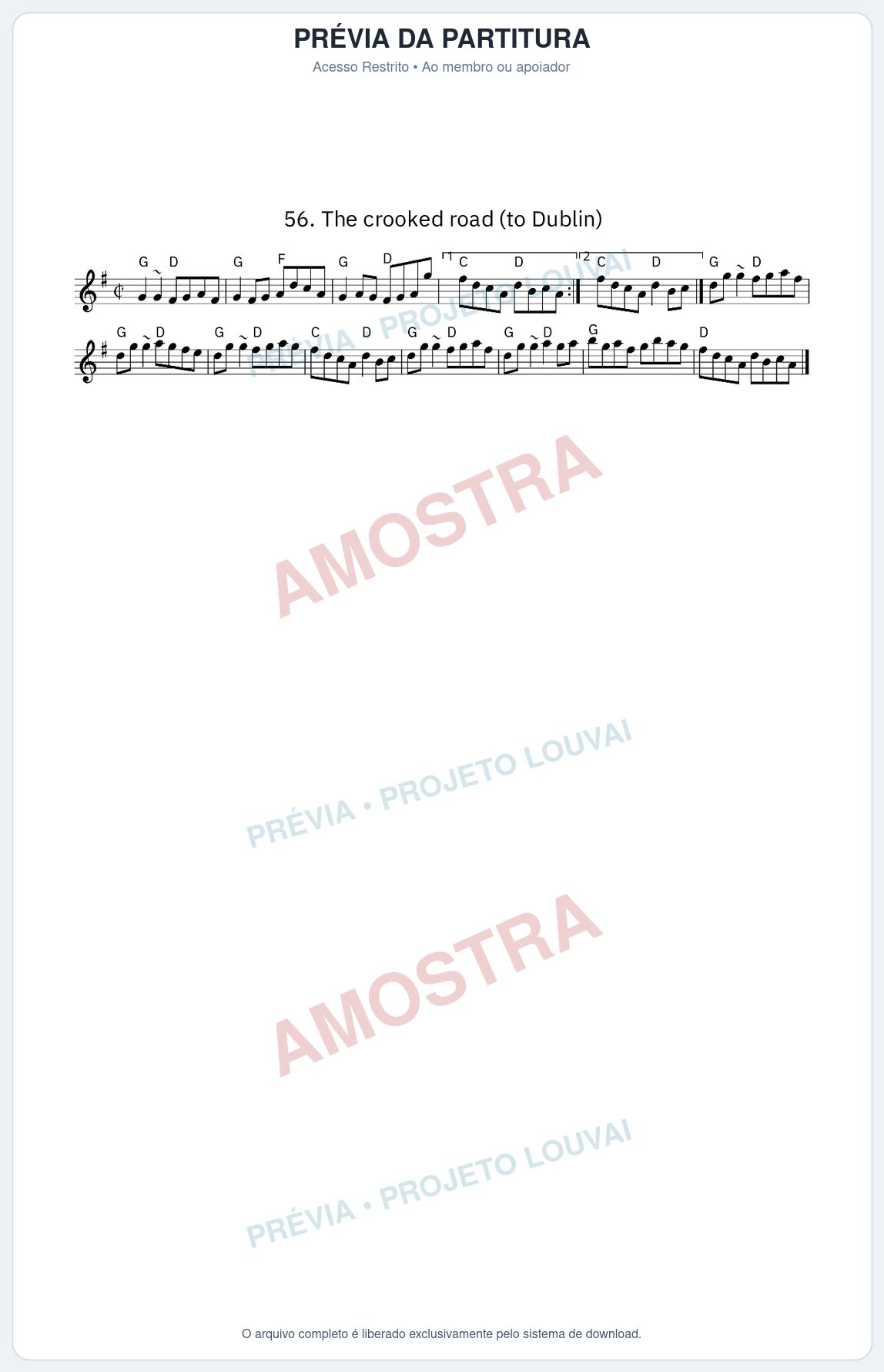 Prévia protegida da primeira página da partitura Partitura da música The crooked road (to Dublin) - King Street Sessions - Tom G