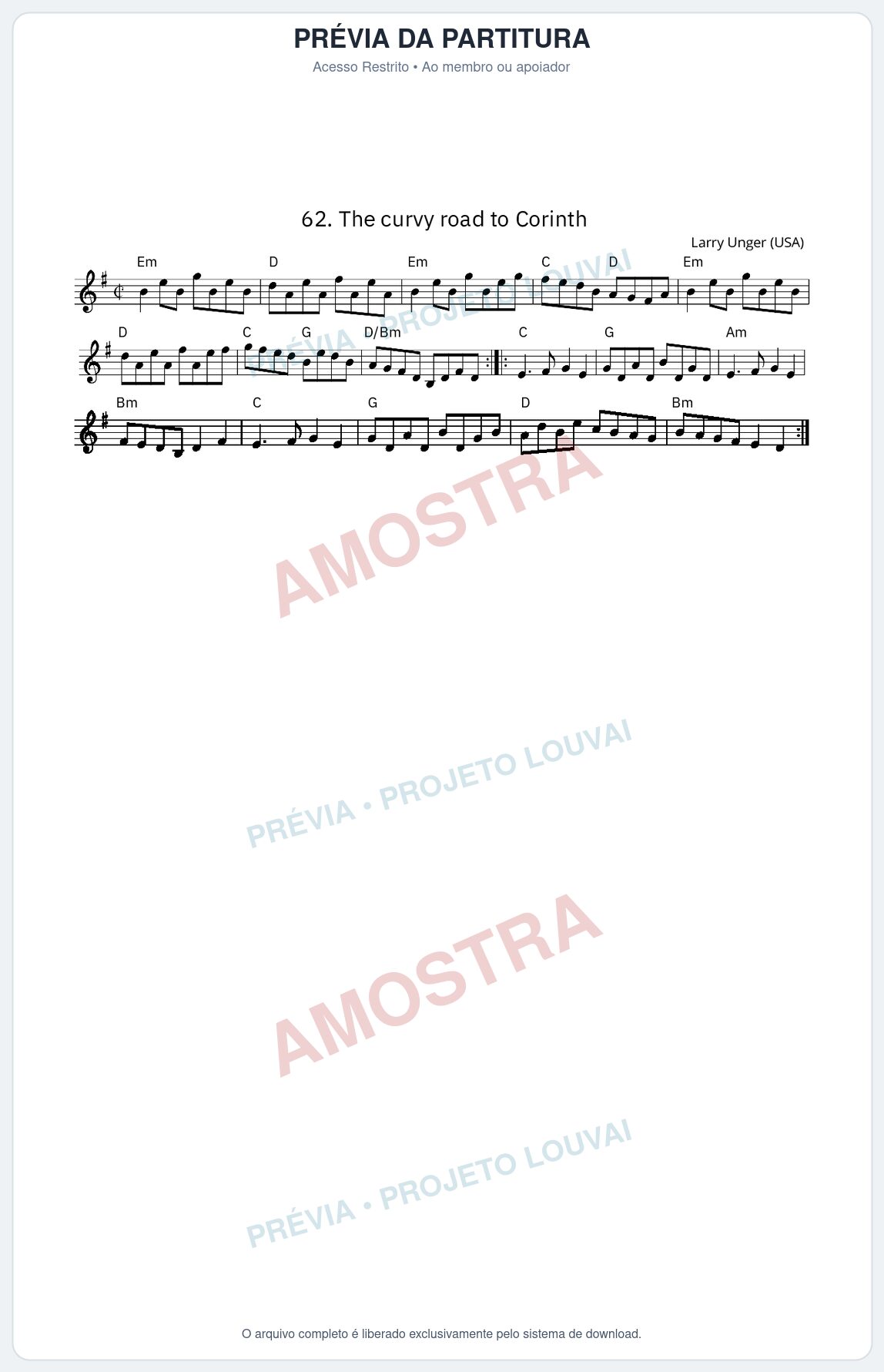 Prévia protegida da primeira página da partitura Partitura da música The curvy road to Corinth - King Street Sessions - Tom Em