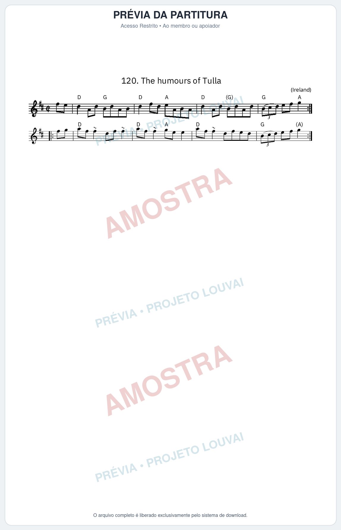 Prévia protegida da primeira página da partitura Partitura da música The humours of Tulla - King Street Sessions - Tom D