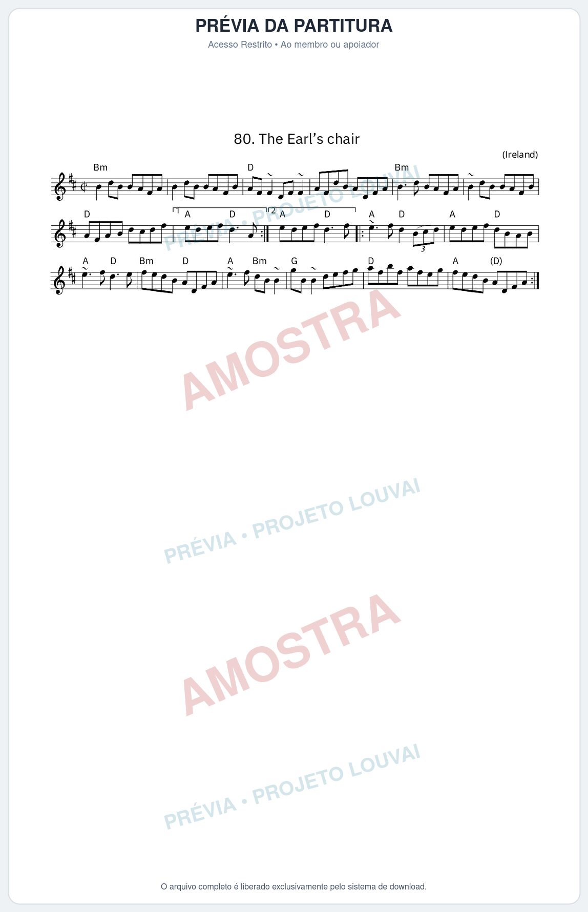 Prévia protegida da primeira página da partitura Partitura da música The Earl’s chair - King Street Sessions - Tom Bm