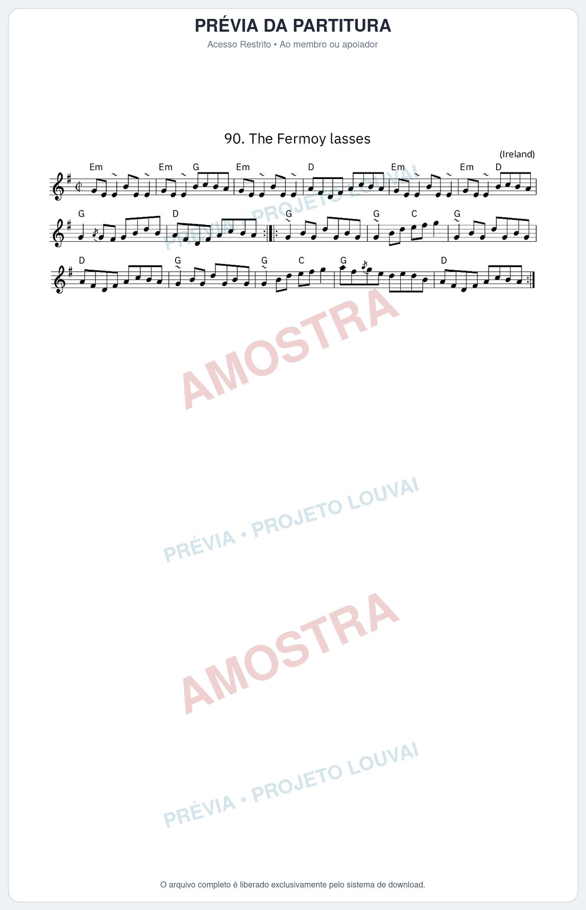 Prévia protegida da primeira página da partitura Partitura da música The Fermoy lasses - King Street Sessions - Tom Em