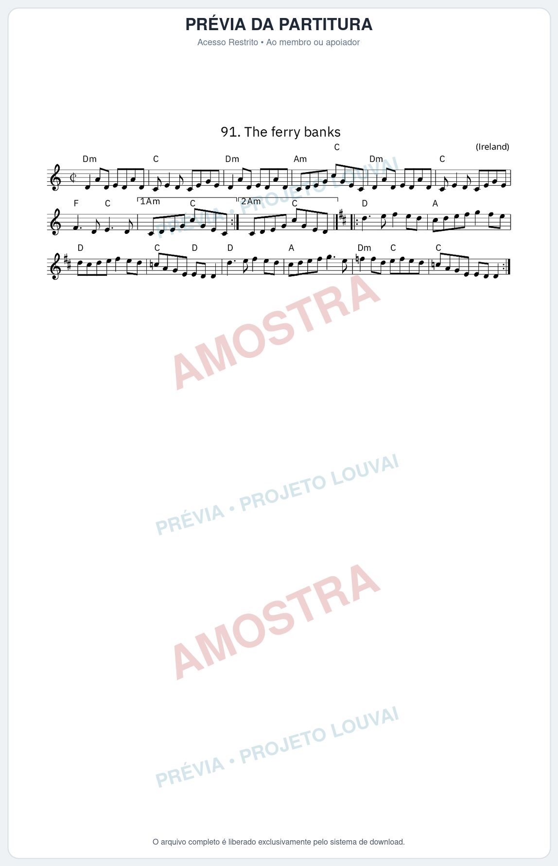 Prévia protegida da primeira página da partitura Partitura da música The ferry banks C - King Street Sessions - Tom Dm