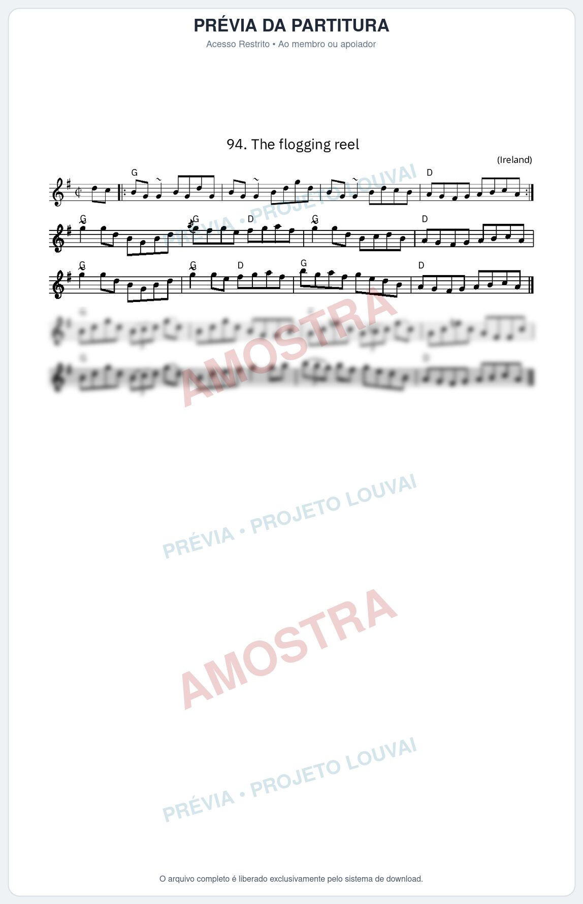 Prévia protegida da primeira página da partitura Partitura da música The flogging reel - King Street Sessions - Tom G