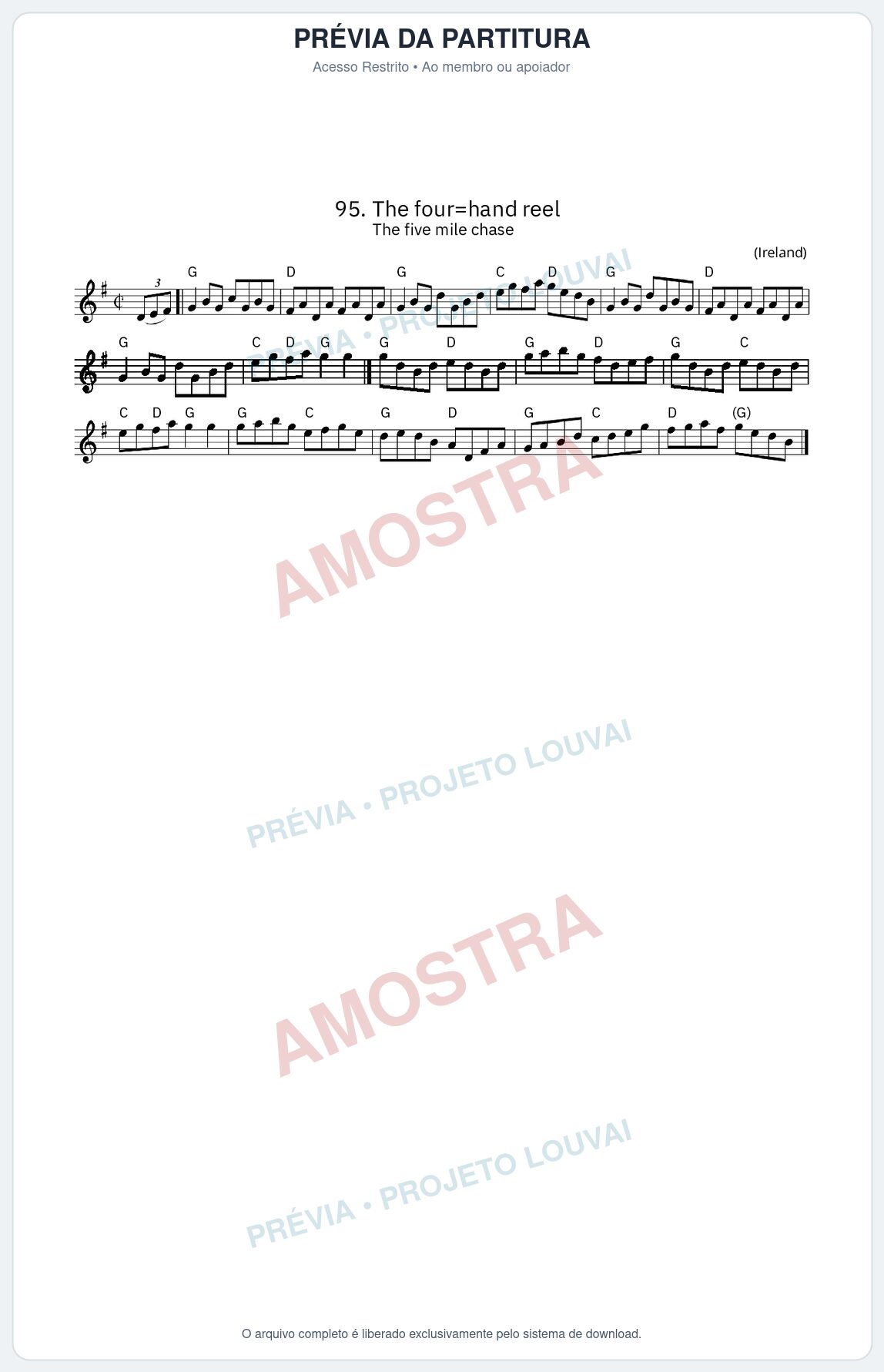 Prévia protegida da primeira página da partitura Partitura da música The four=hand reel - King Street Sessions - Tom G