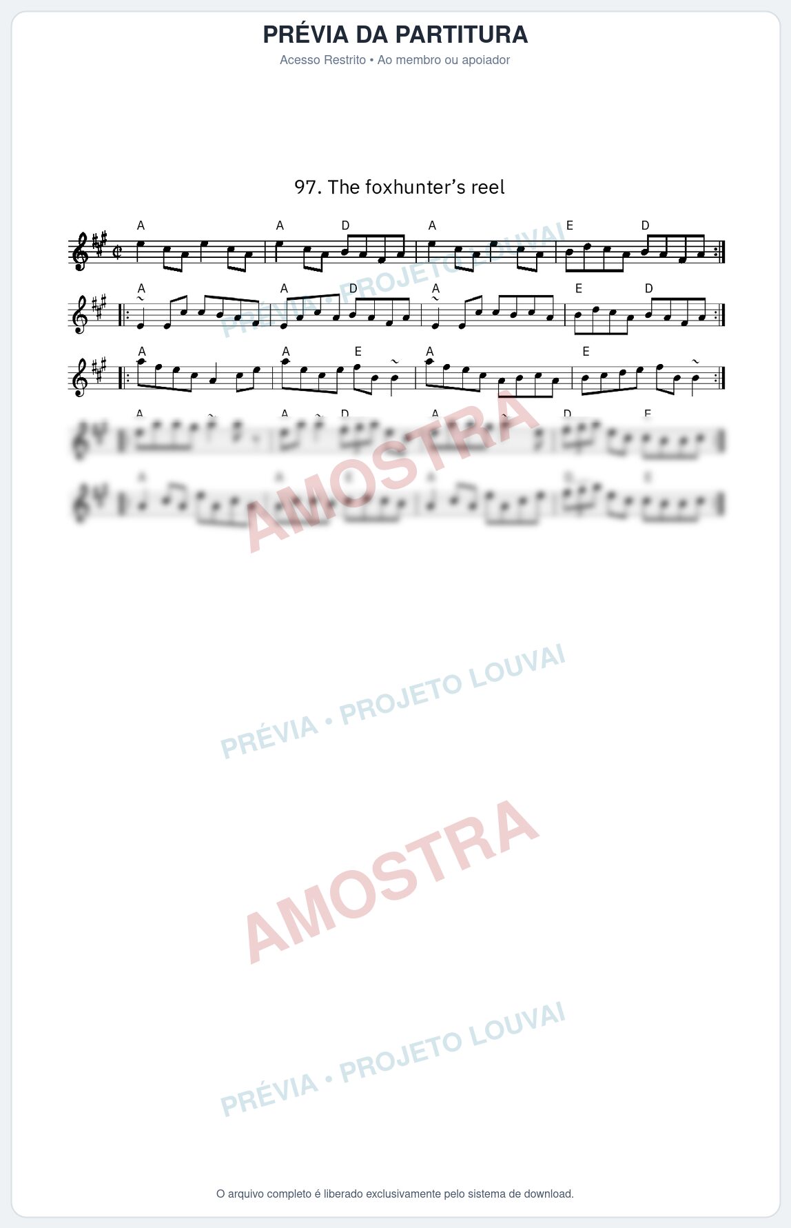 Prévia protegida da primeira página da partitura Partitura da música The foxhunter’s reel - King Street Sessions - Tom A