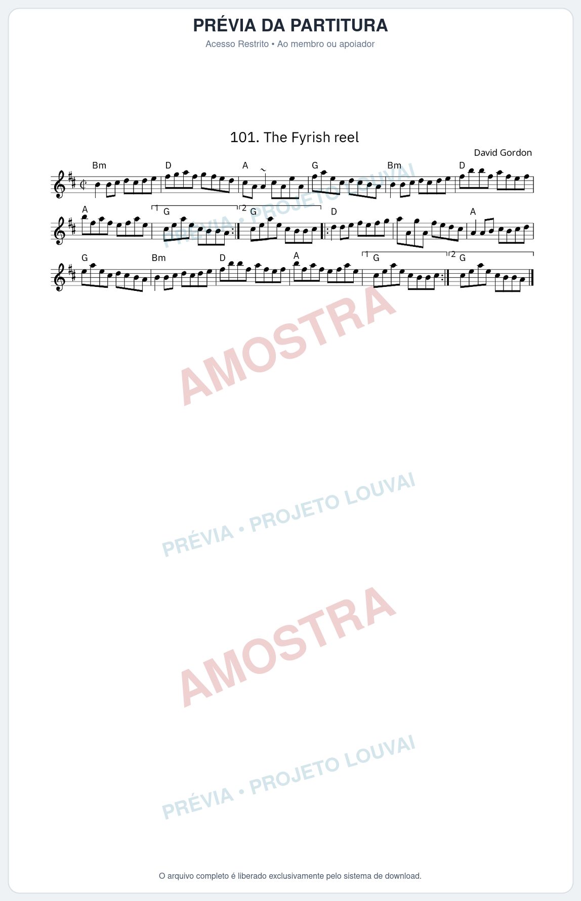 Prévia protegida da primeira página da partitura Partitura da música The Fyrish reel - King Street Sessions - Tom Bm