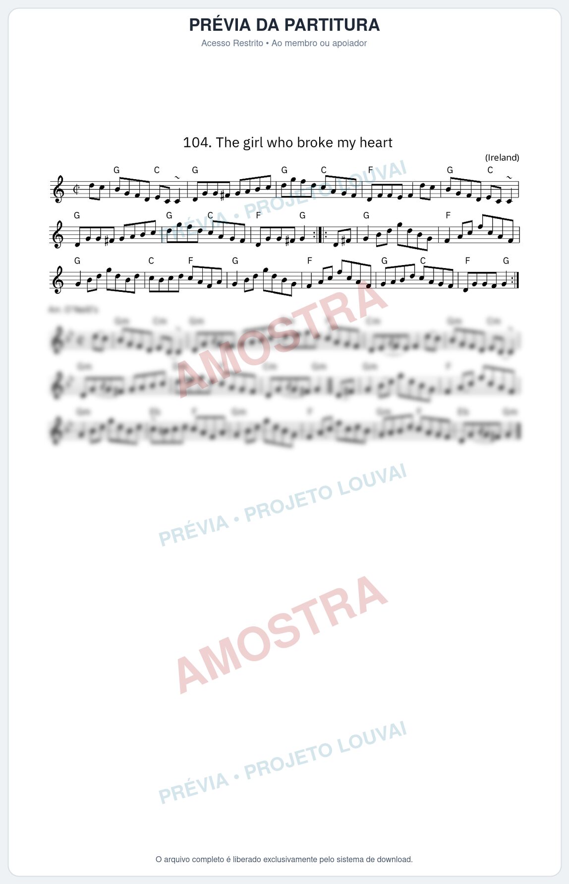 Prévia protegida da primeira página da partitura Partitura da música The girl who broke my heart - King Street Sessions - Tom G