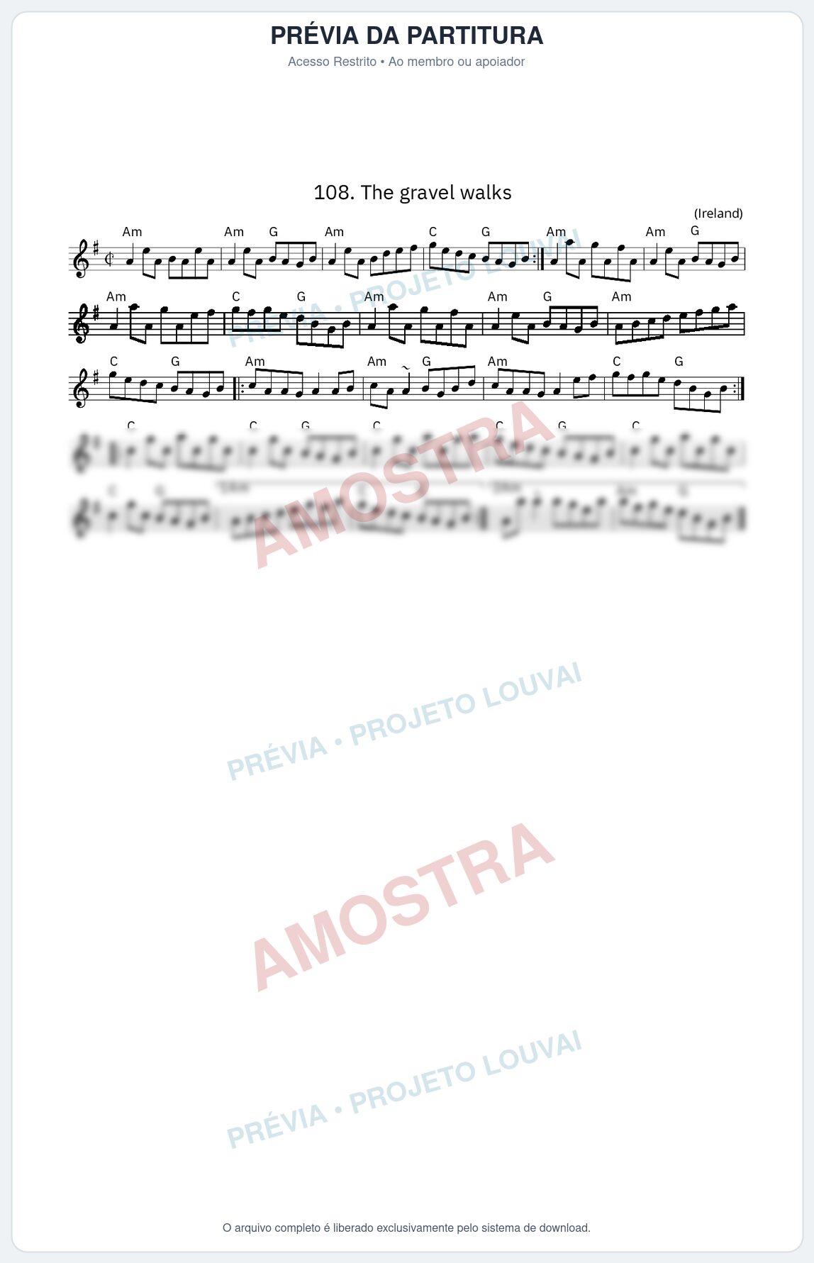 Prévia protegida da primeira página da partitura Partitura da música The gravel walks - King Street Sessions - Tom Am