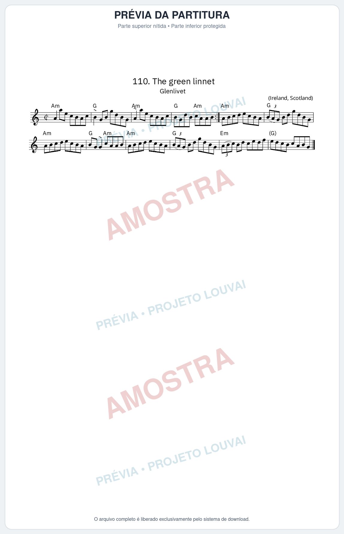 Prévia protegida da primeira página da partitura Partitura da música The green linnet Glenlivet - King Street Sessions - Tom Am