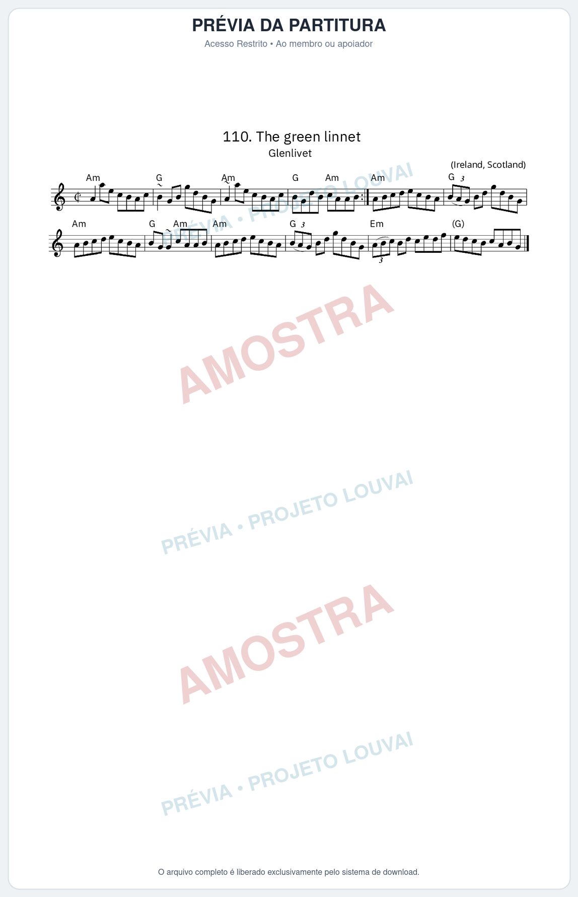 Prévia protegida da primeira página da partitura Partitura da música The green linnet Glenlivet - King Street Sessions - Tom Am