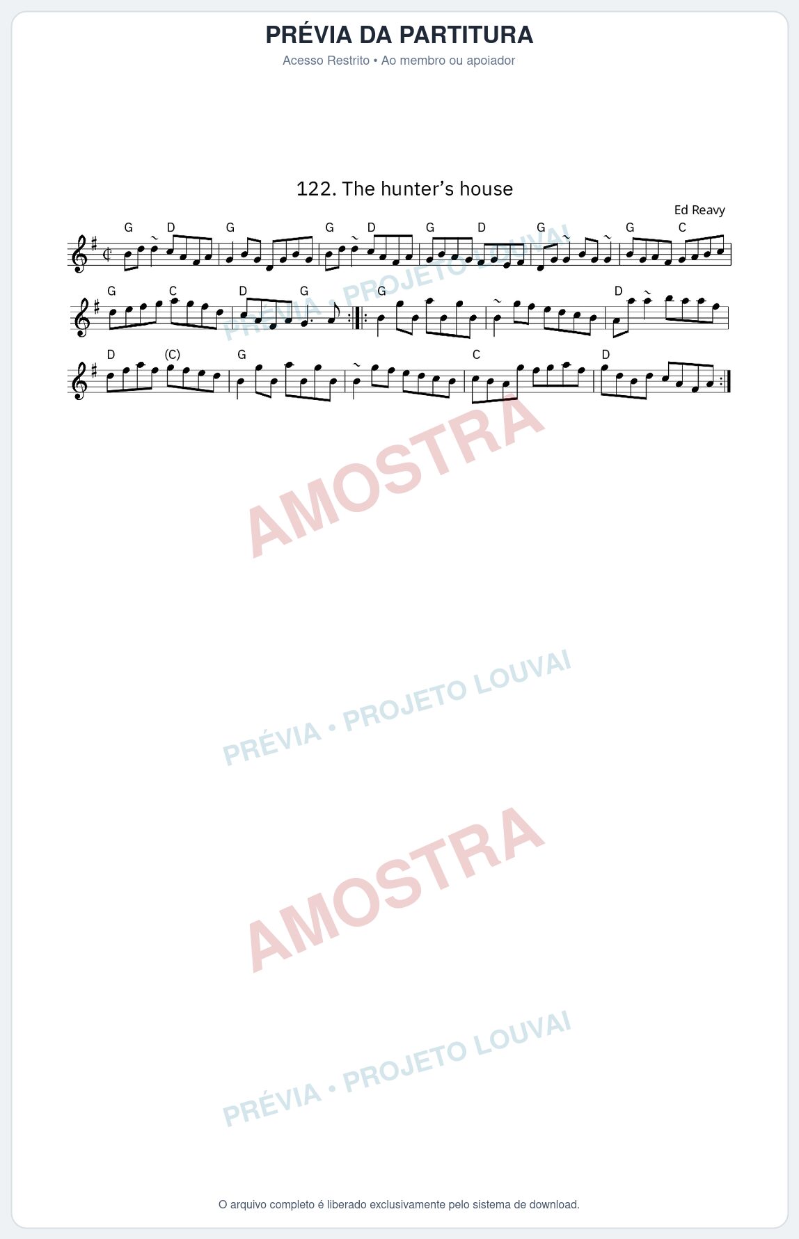Prévia protegida da primeira página da partitura Partitura da música The hunter’s house - King Street Sessions - Tom G