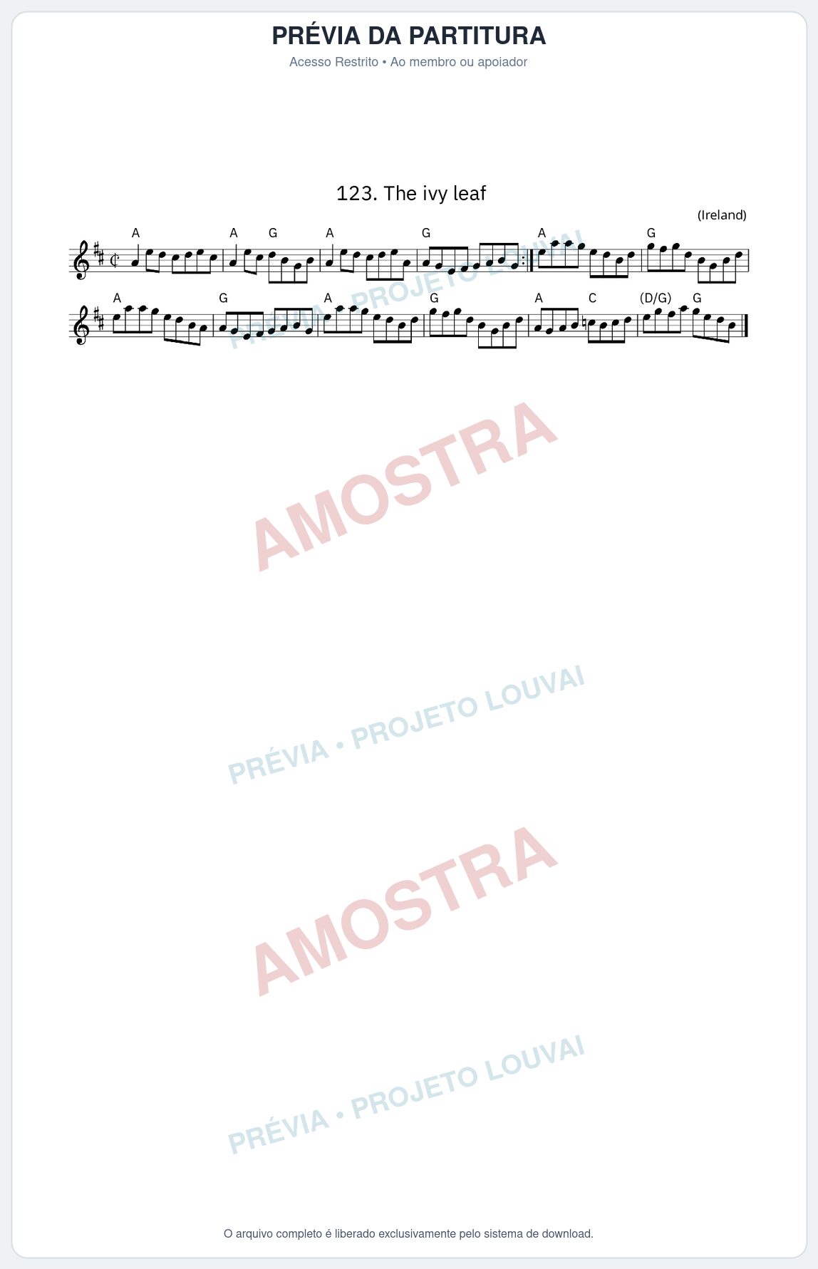 Prévia protegida da primeira página da partitura Partitura da música The ivy leaf - King Street Sessions - Tom A