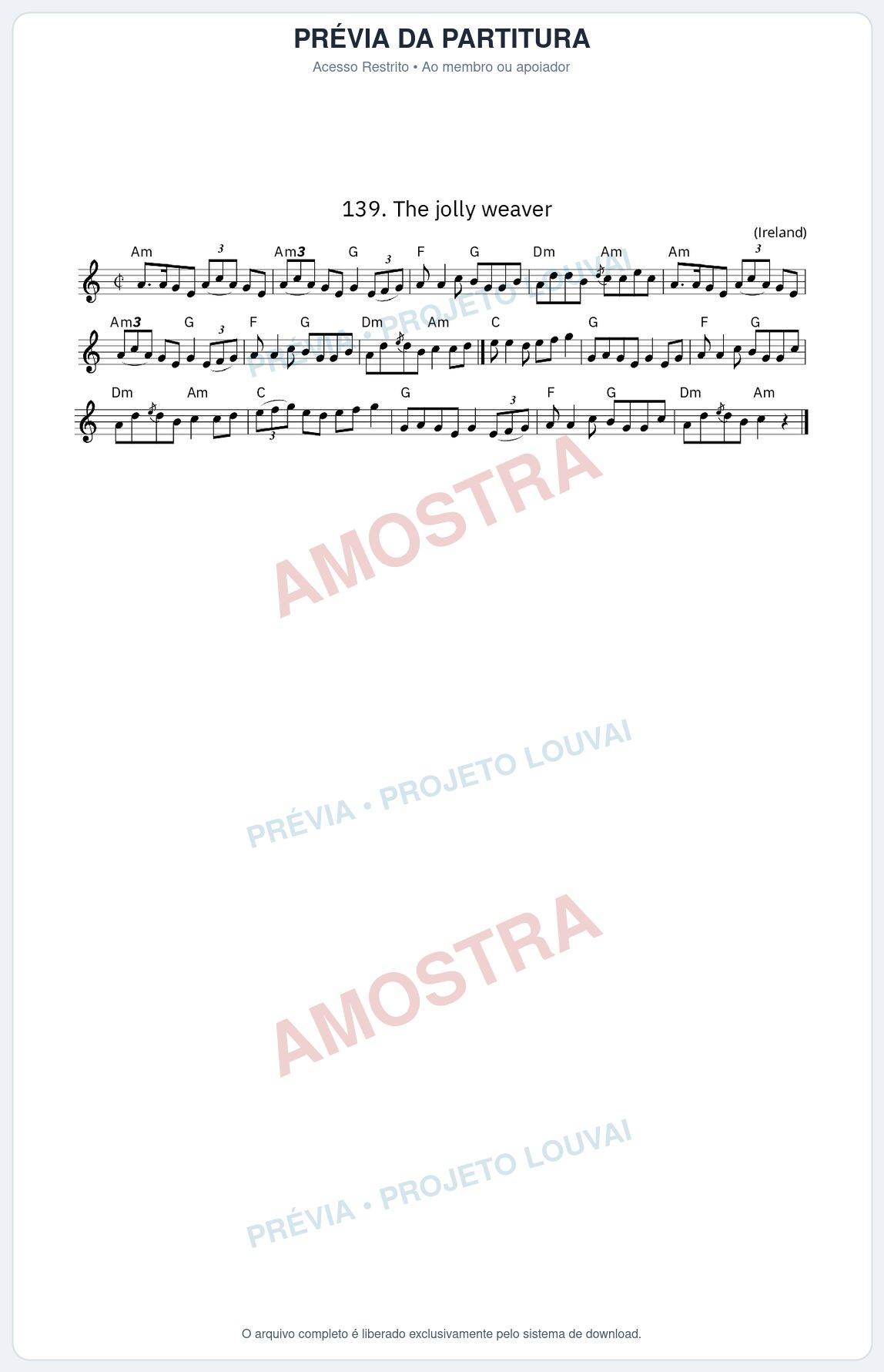 Prévia protegida da primeira página da partitura Partitura da música The jolly weaver - King Street Sessions - Tom Am