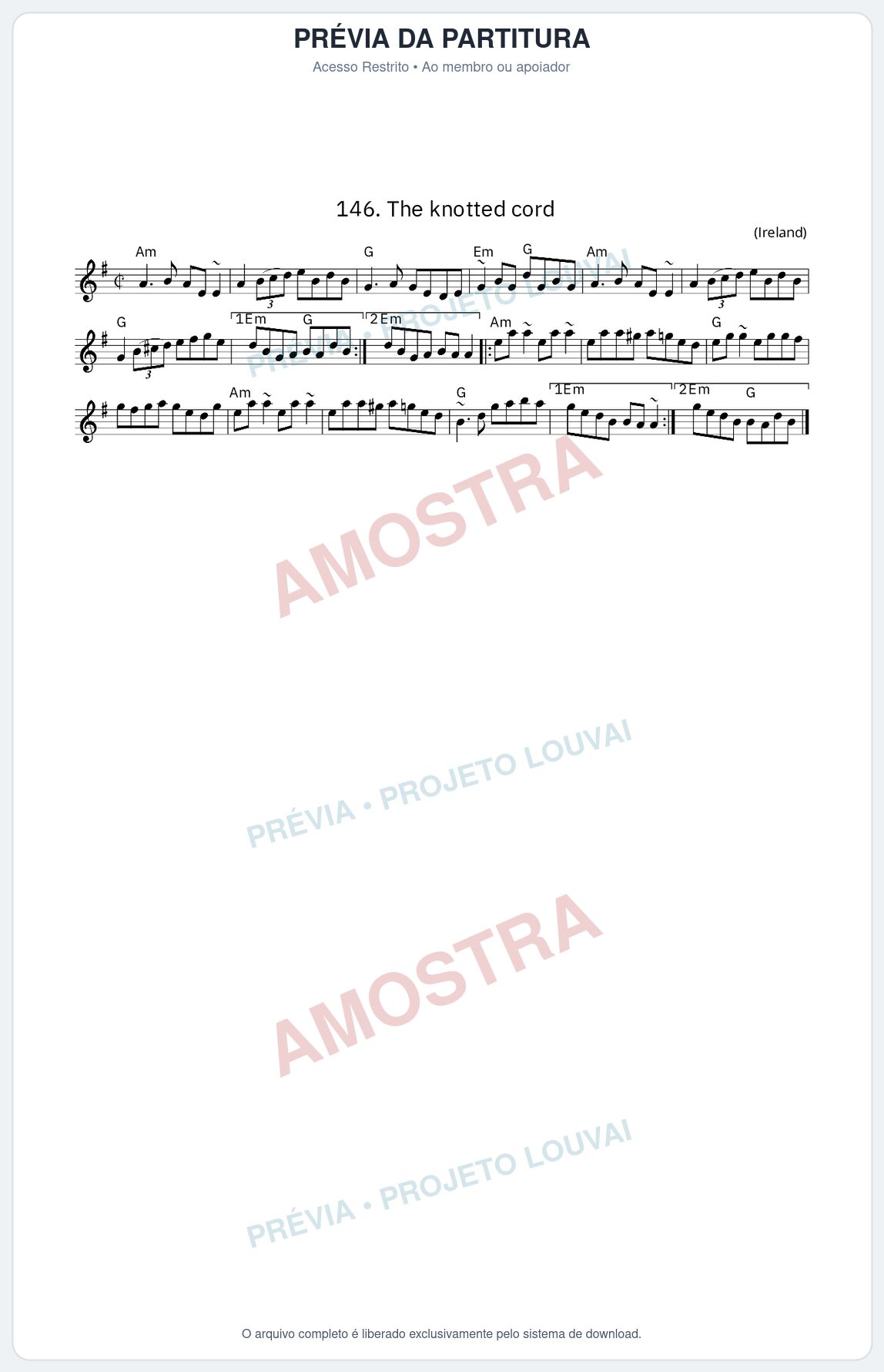 Prévia protegida da primeira página da partitura Partitura da música The knotted cord - King Street Sessions - Tom Am