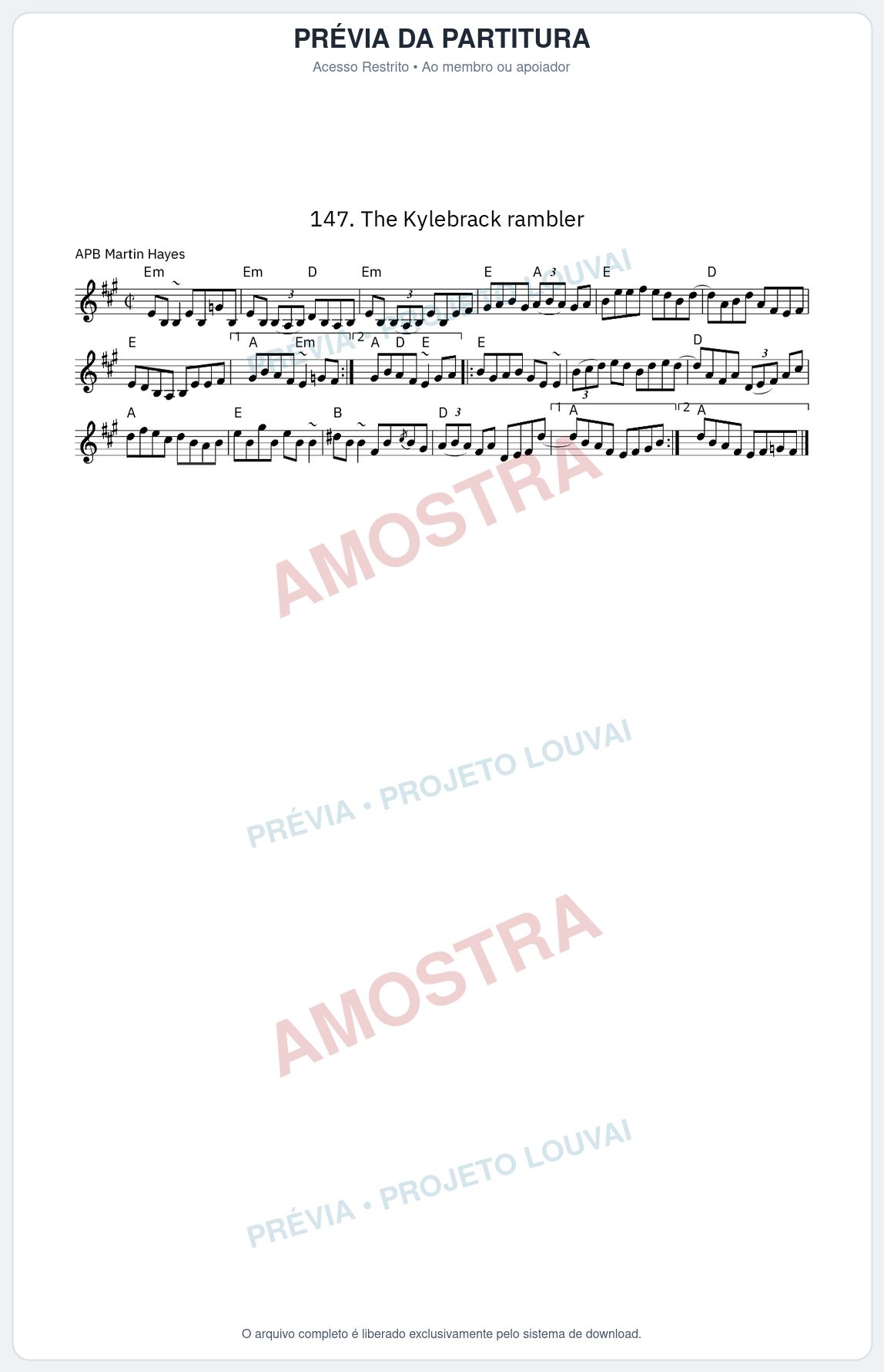 Prévia protegida da primeira página da partitura Partitura da música The Kylebrack rambler - King Street Sessions - Tom Em