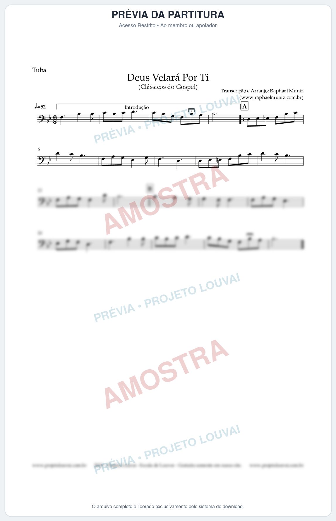 Prévia protegida da primeira página da partitura Partitura para Tuba em Dó - Deus Velará Por Ti - Harpa Cristã nº4 - Clássicos do Gospel