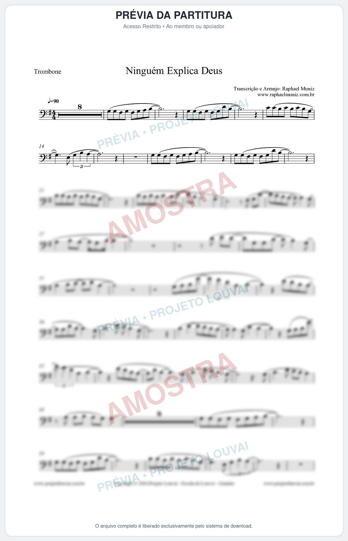 Prévia protegida da primeira página da partitura Partitura para Trombone  - Ninguém Explica Deus - Preto no Branco