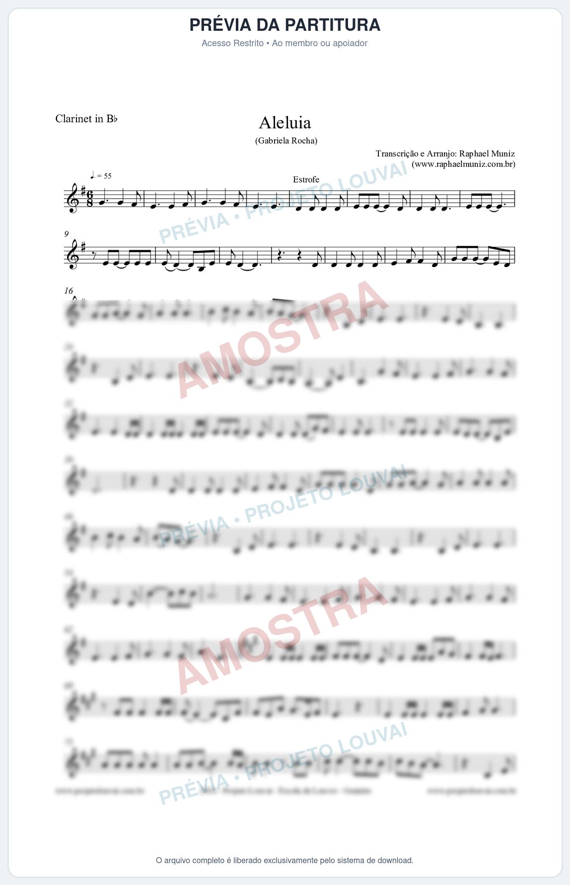 Prévia protegida da primeira página da partitura Partitura para Clarinete - Aleluia (Hallelujah) - Gabriela Rocha