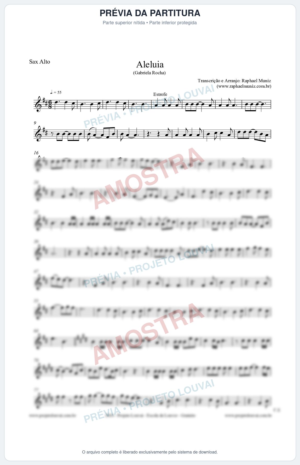 Prévia protegida da primeira página da partitura Partitura para Sax Alto - Aleluia (Hallelujah) - Gabriela Rocha