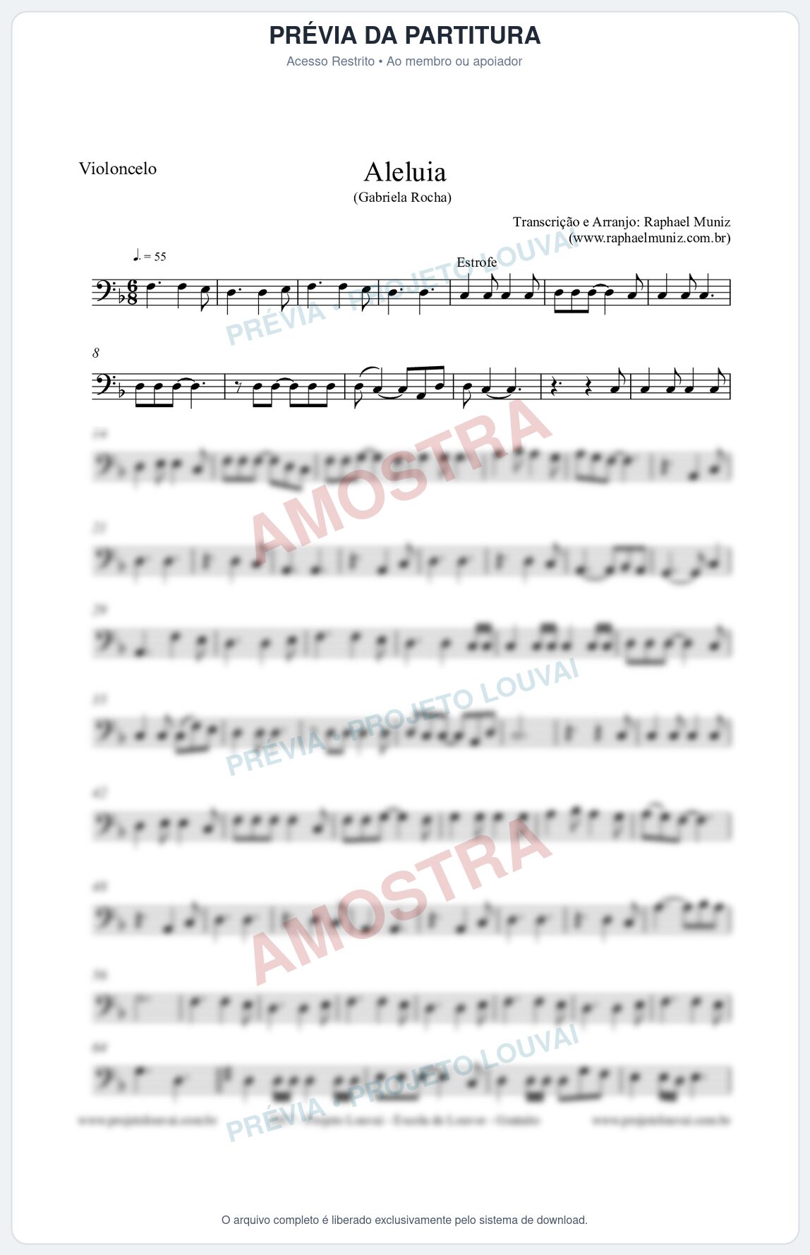 Prévia protegida da primeira página da partitura Partitura para Violoncelo - Aleluia (Hallelujah) - Gabriela Rocha