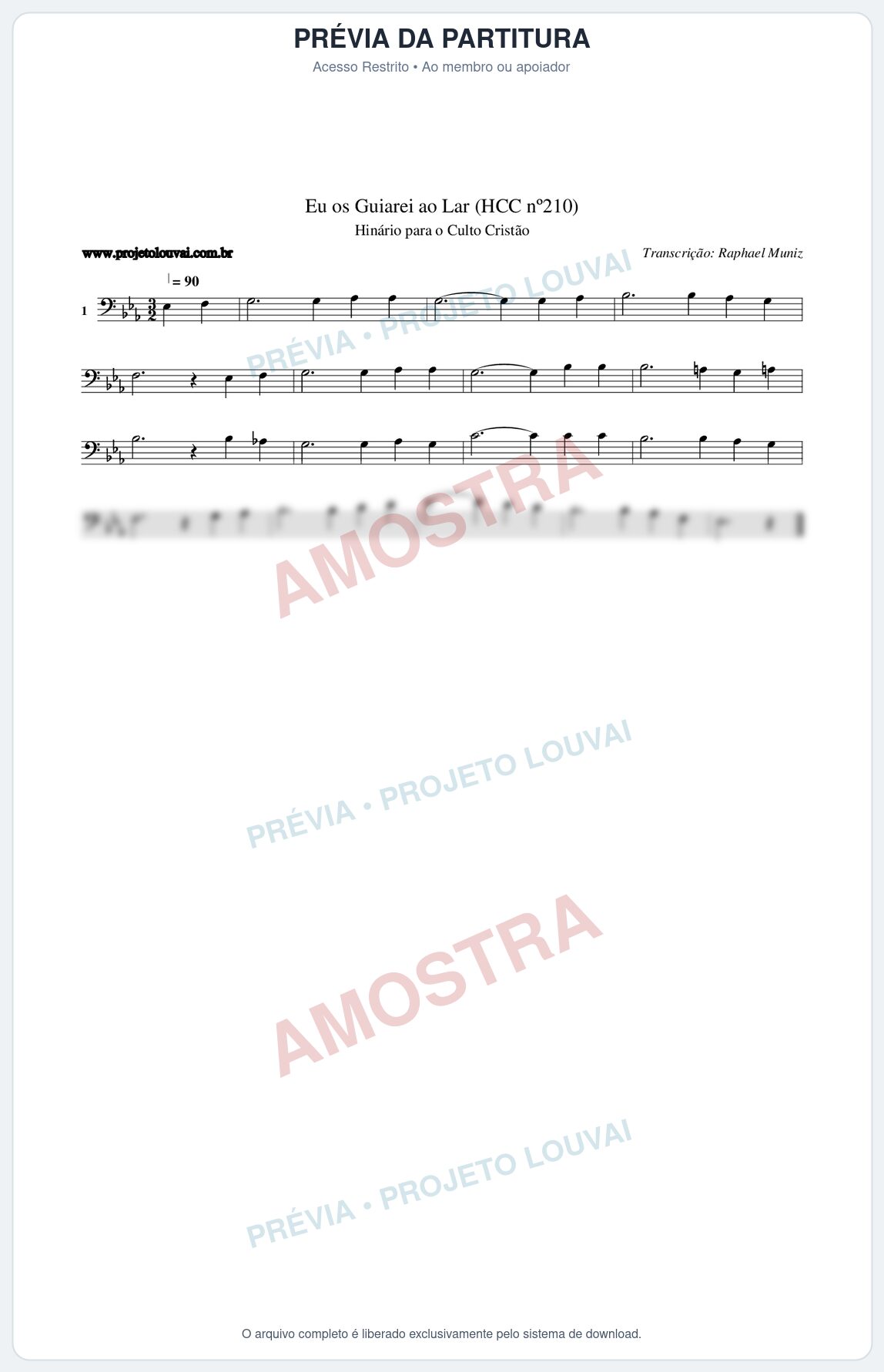 Prévia protegida da primeira página da partitura Partitura da música Eu os Guiarei ao Lar (HCC nº210) - Hinário para o Culto Cristão - Tom Eb